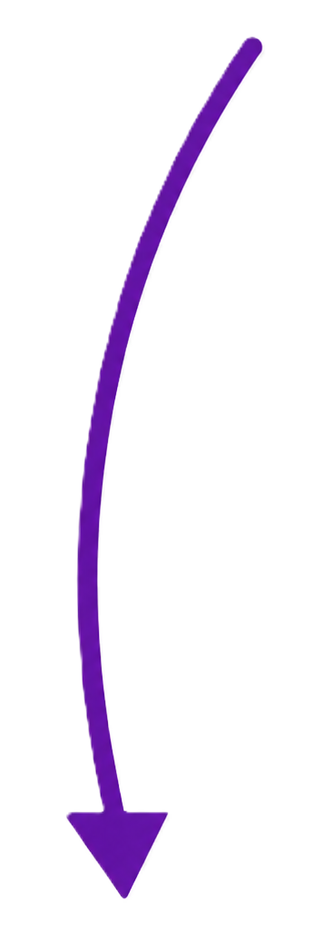 A large purple arrow pointing downwards, overlapping a dark background with some colorful glitch-like artifacts.