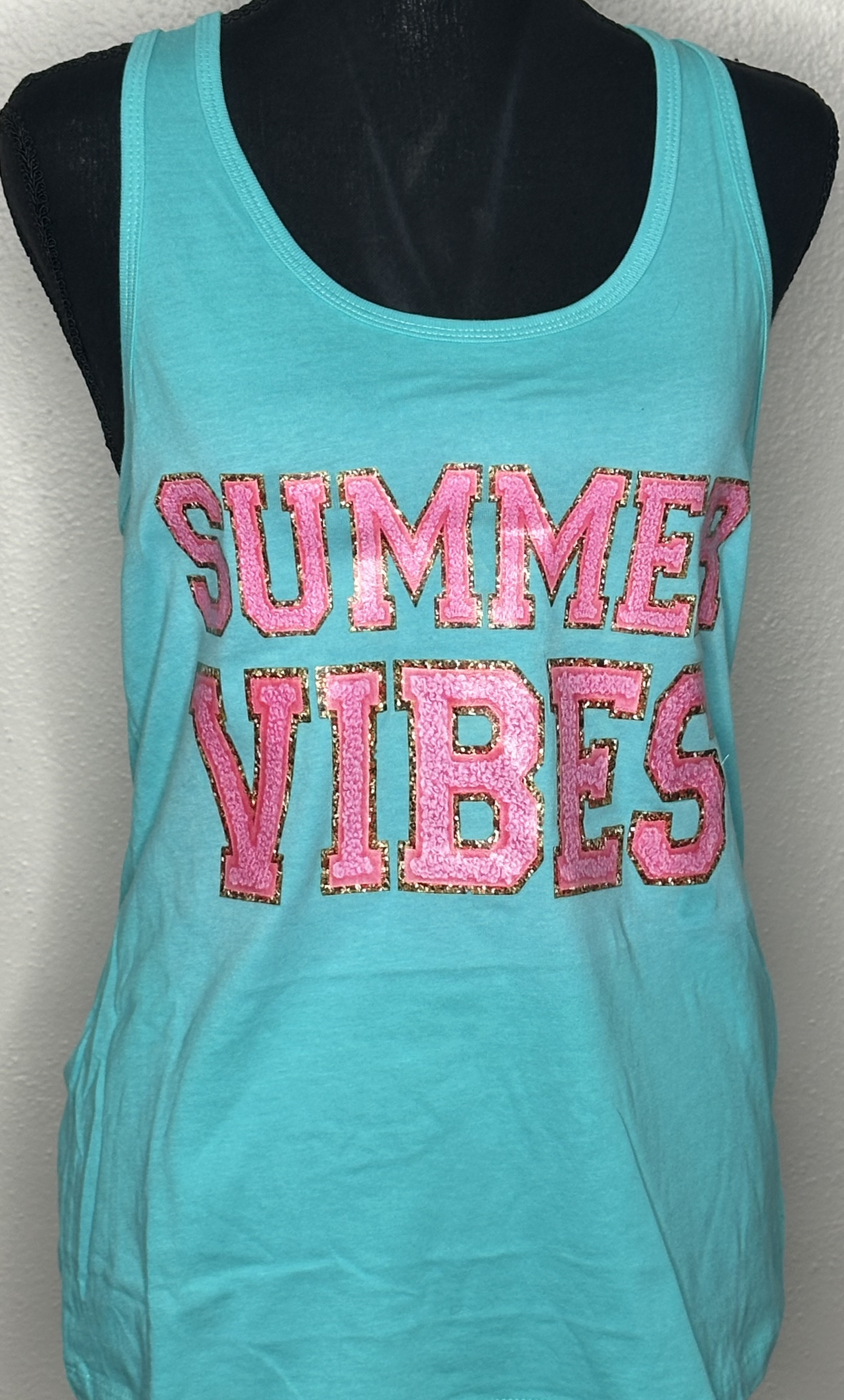 'Summer Vibes' Shimmering Pink Tank Top