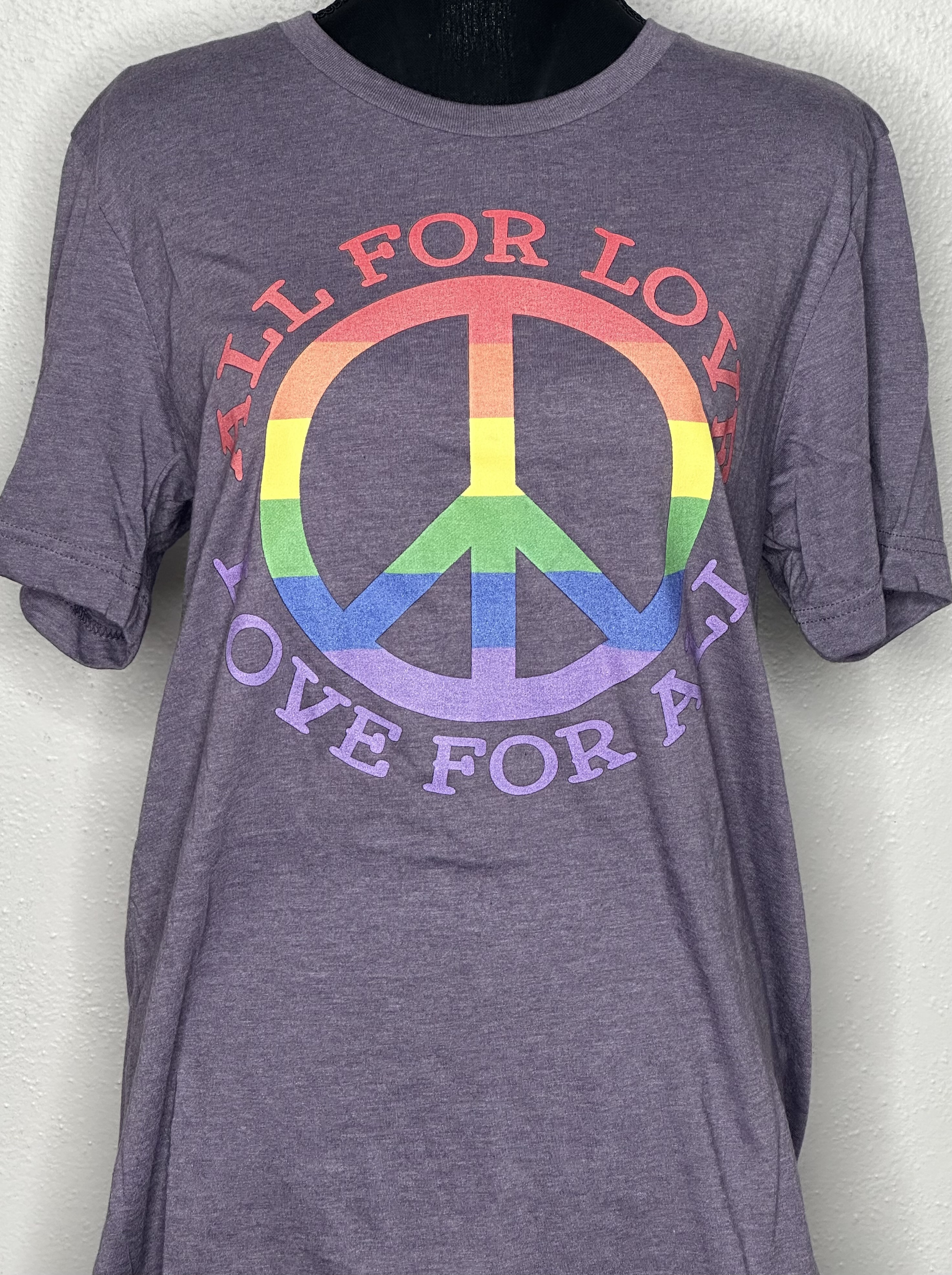 Rainbow Peace & Love T-Shirt- Purple