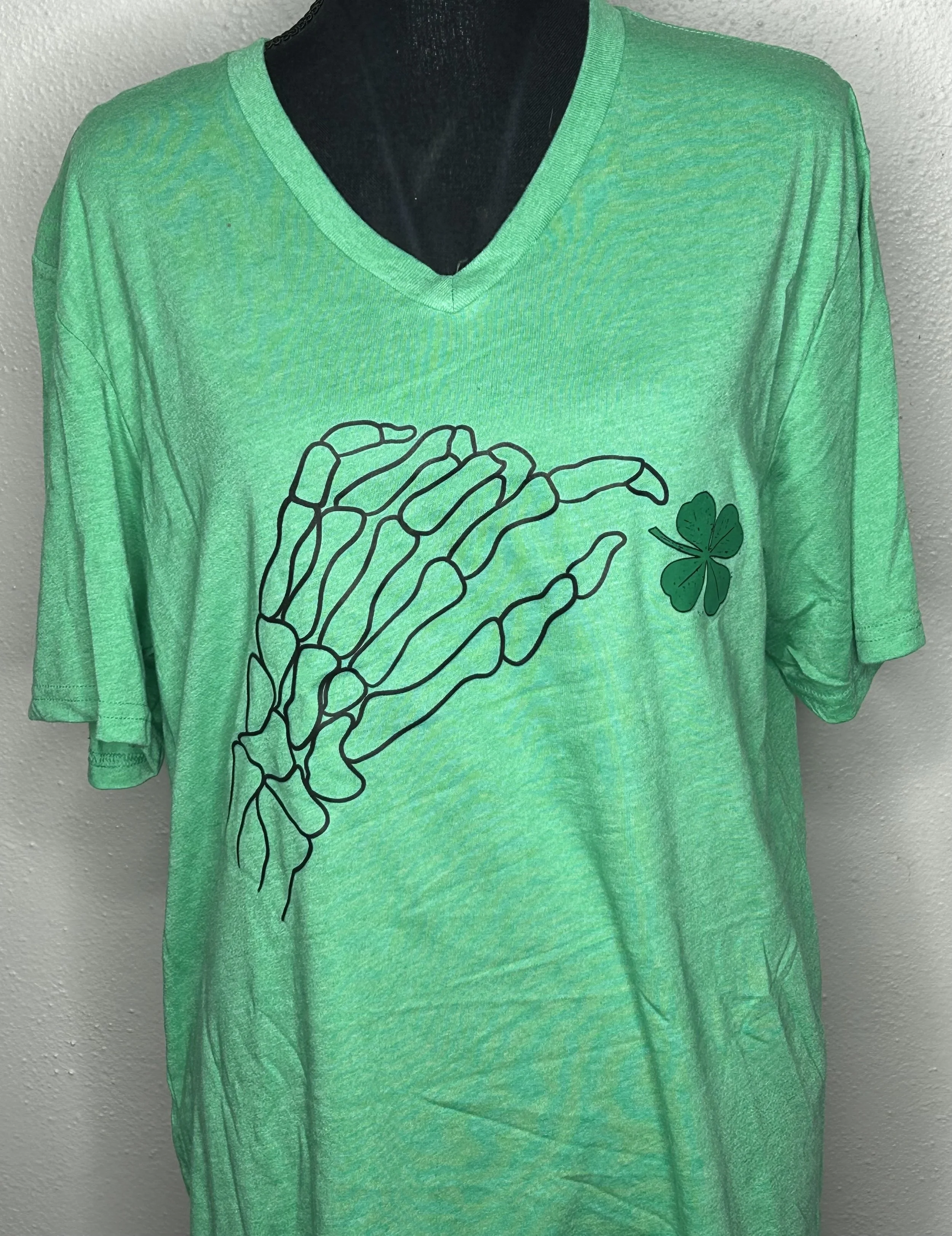 Lucky Skeleton Hand V-Neck Tee