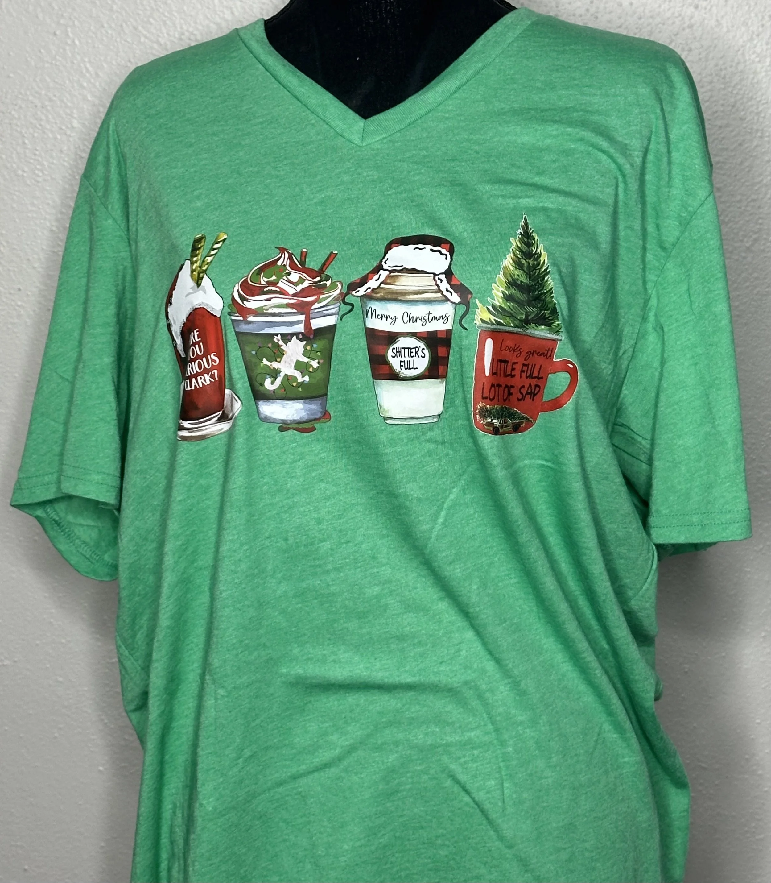 Festive Christmas Drinks Graphic V- Neck Tee