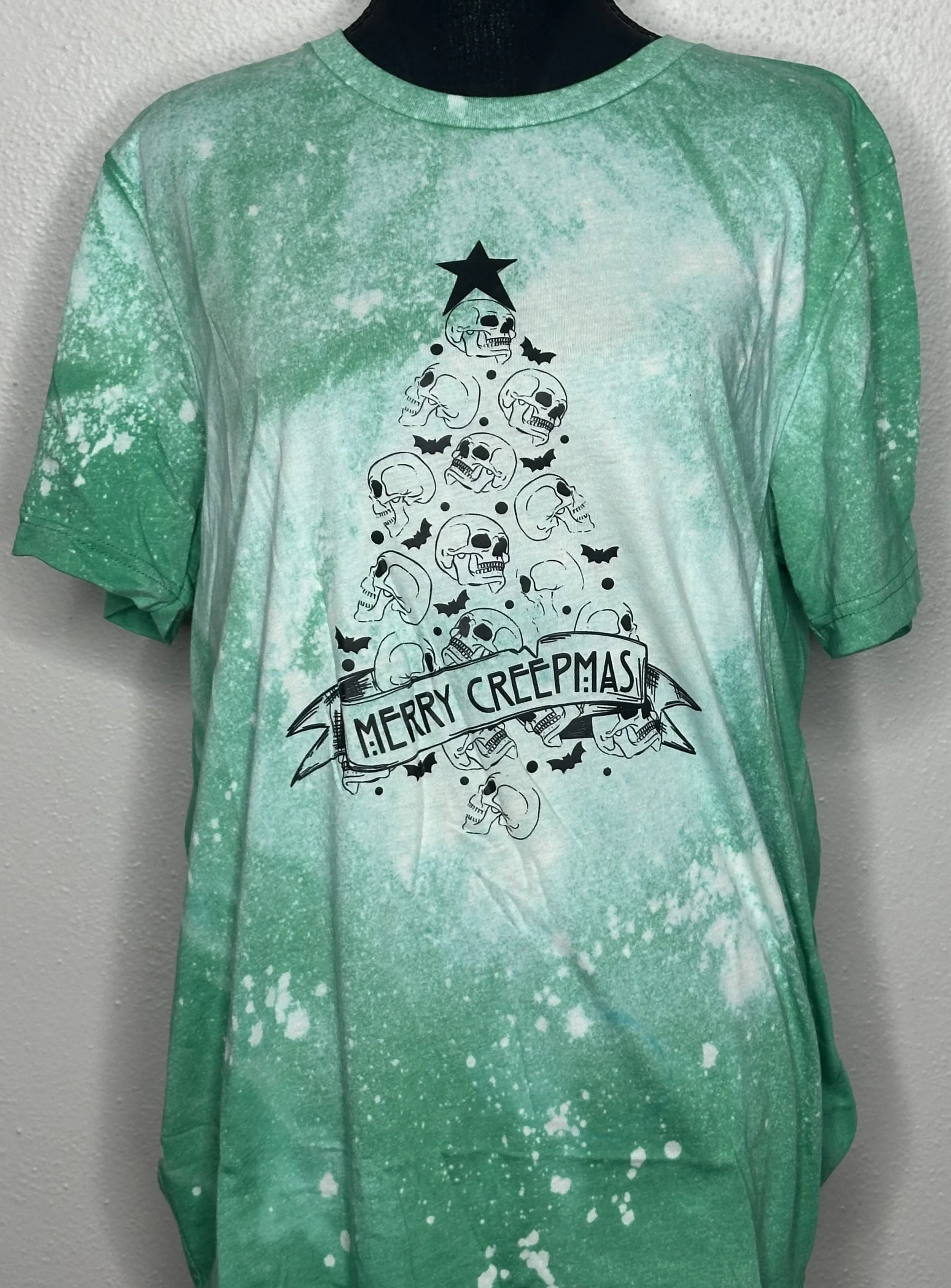 Merry Creepmas Bleached Christmas Tree T-shirt