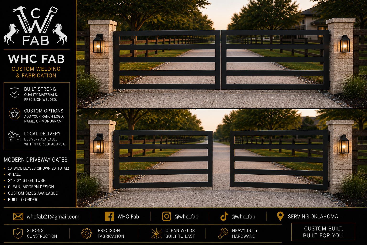 Modern Horizontal Rail Driveway Gate