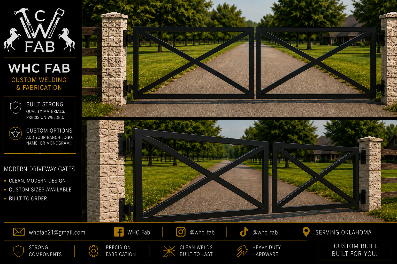 Modern X-Frame Driveway Gate