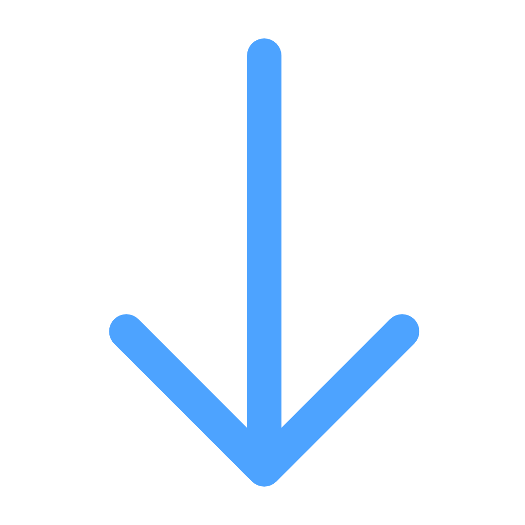 A large blue downward arrow icon.