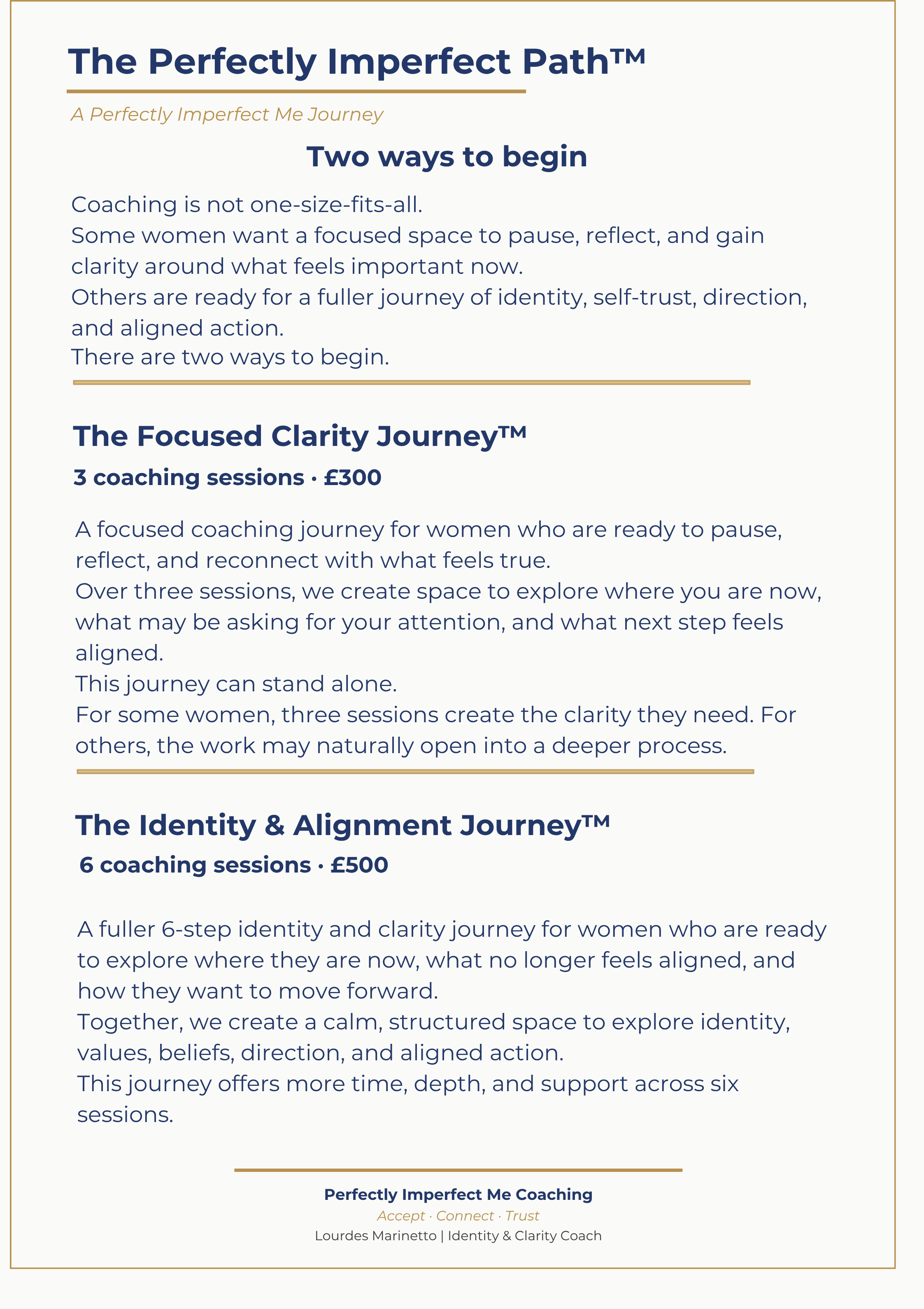 The Perfectly Imperfect Path coaching overview