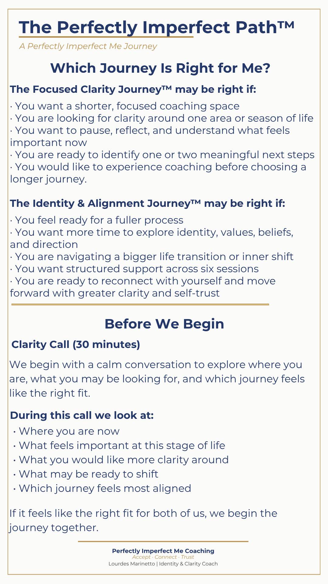 The Perfectly Imperfect Path coaching overview 1