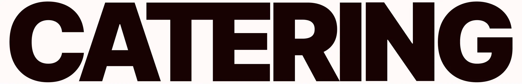 Close-up of the word 'CATERING' in bold, black letters on a white background.