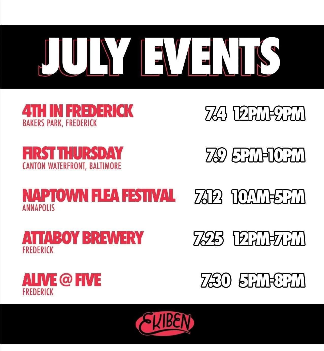 OUR STOPS FOR JULY. COME THROUGH AND SAY HI. (BET YOU DIDN&rsquo;T KNOW WE WERE RHYMING NOW)