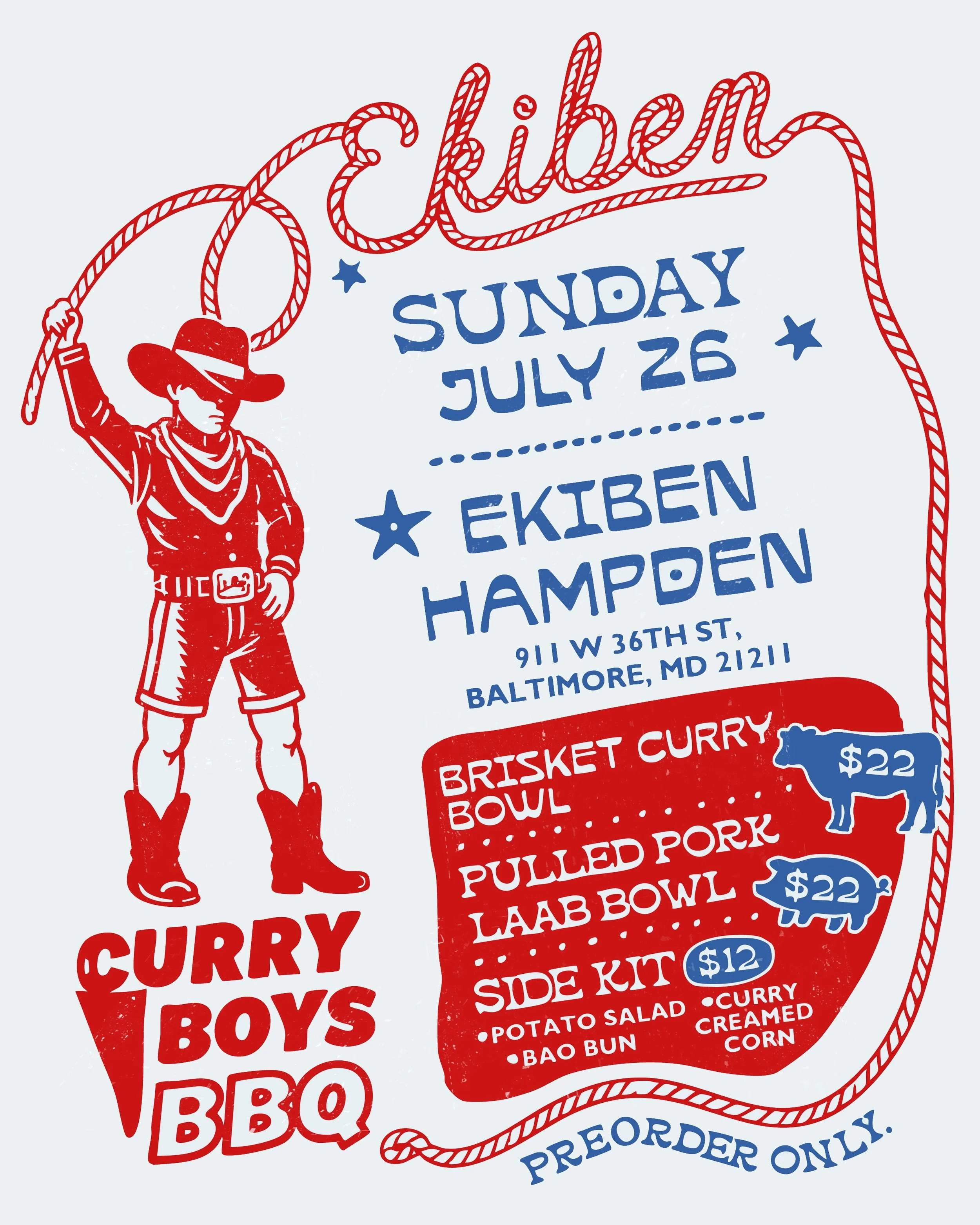 JULY 26!! @CURRYBOYSBBQ WILL BE POPPING UP AT OUR HAMPDEN LOCATION. YOU HAVEN&rsquo;T HAD BBQ LIKE THIS BEFORE. PREORDER ONLY AT THE LINK IN BIO. SORRY NO SUBSTITUTIONS.