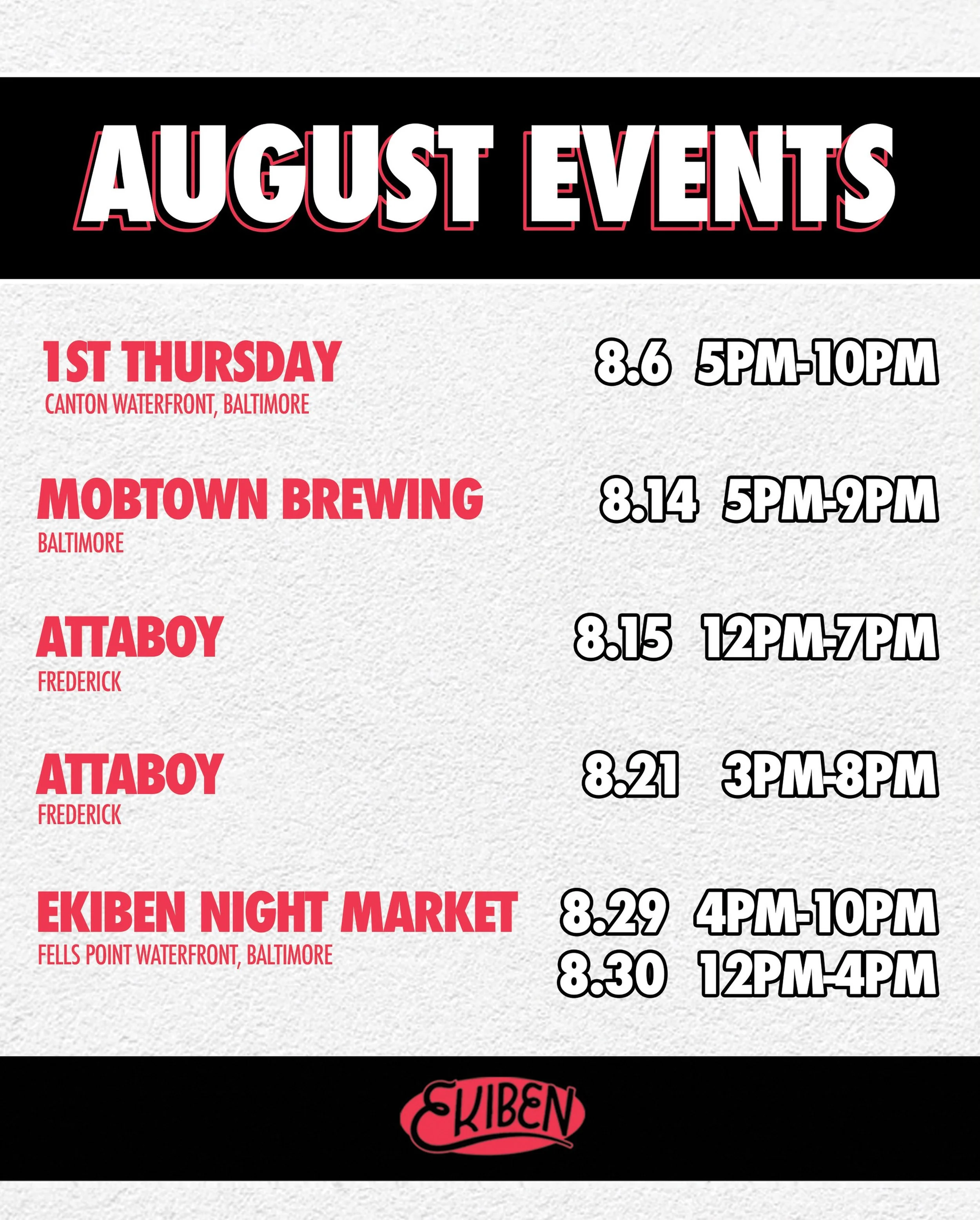 AUGUST EVENTS ARE HERE! GET YOUR NIGHT MARKET TICKETS AT THE LINK IN BIO.