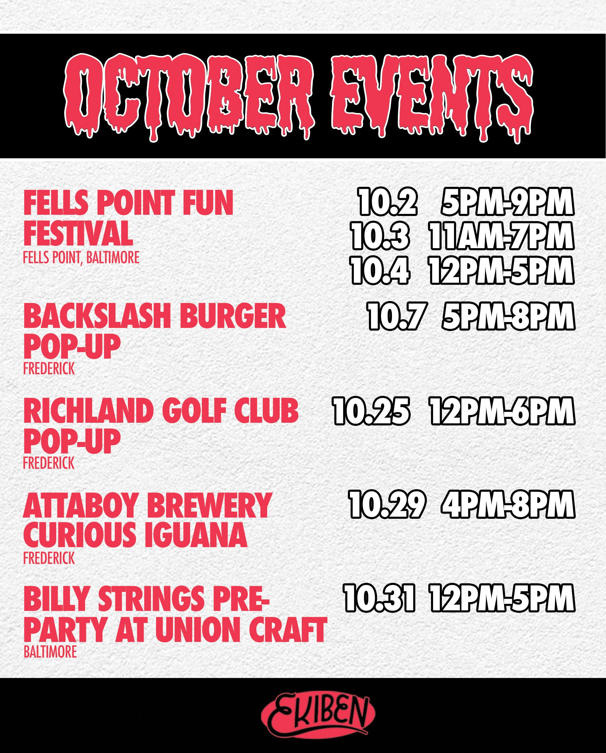 COME SEE US. ALL OCTOBER.