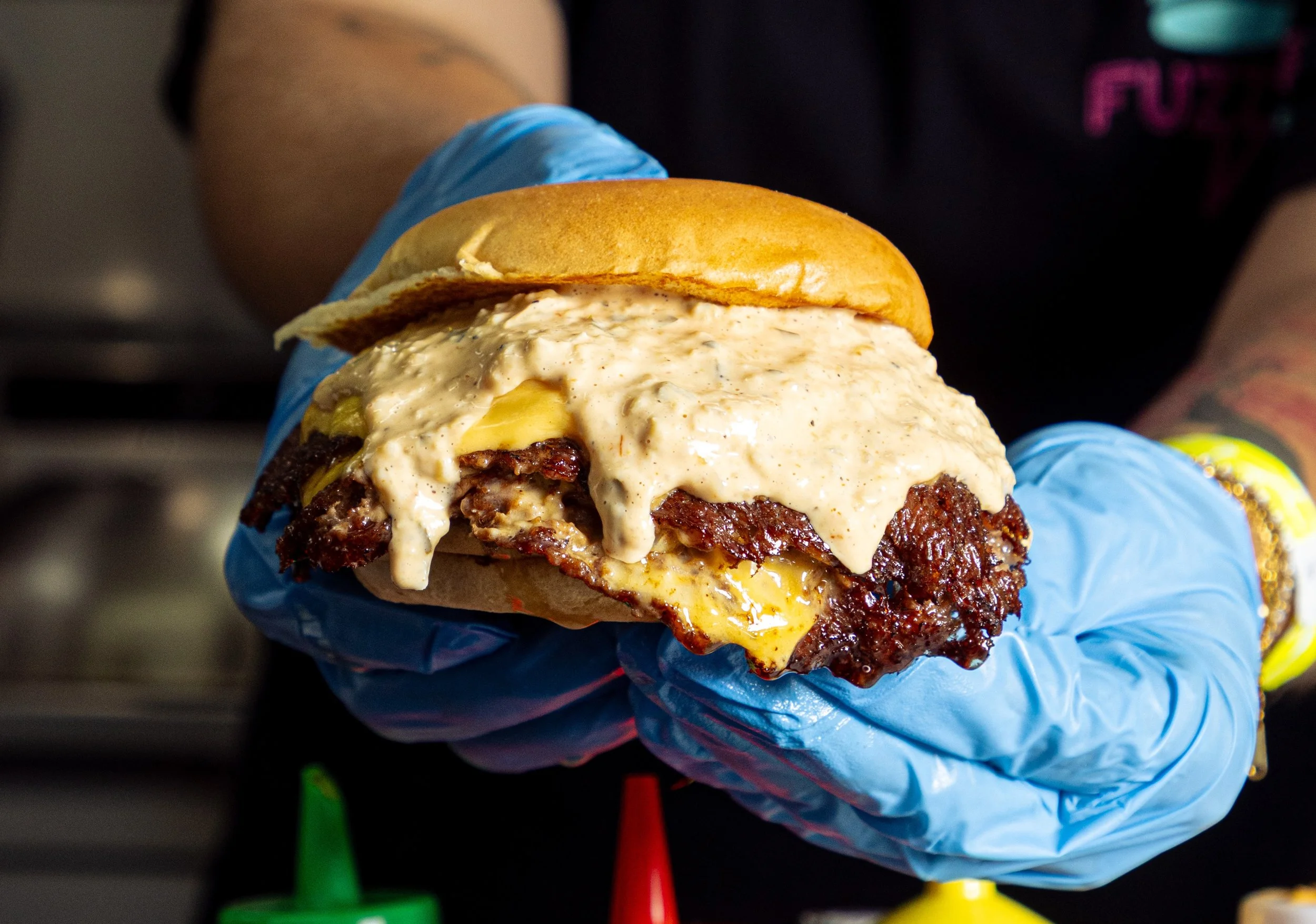 Fully loaded burger at Ekiben Night Market