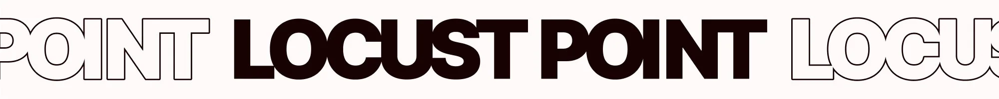 Text graphic with the words 'POINT OF LAST POINT' in large, bold, black and outlined font on a white background.