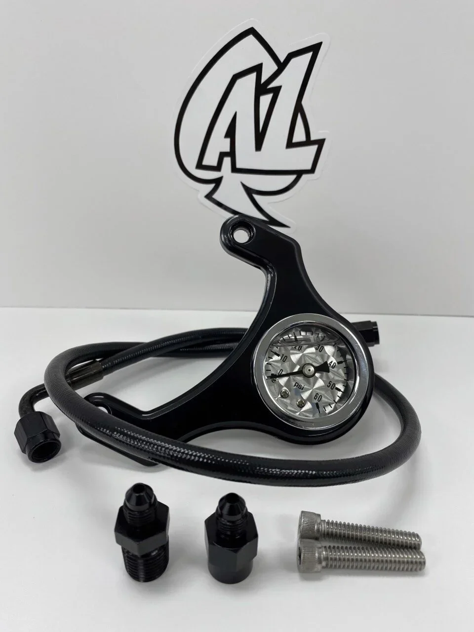 TURNED M8 Black Mount Oil Pressure Gauge.webp