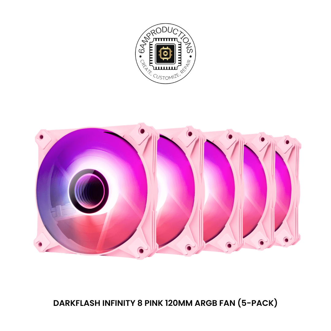 darkFlash Infinity 8 Pink 120mm ARGB Fan (5-Pack)