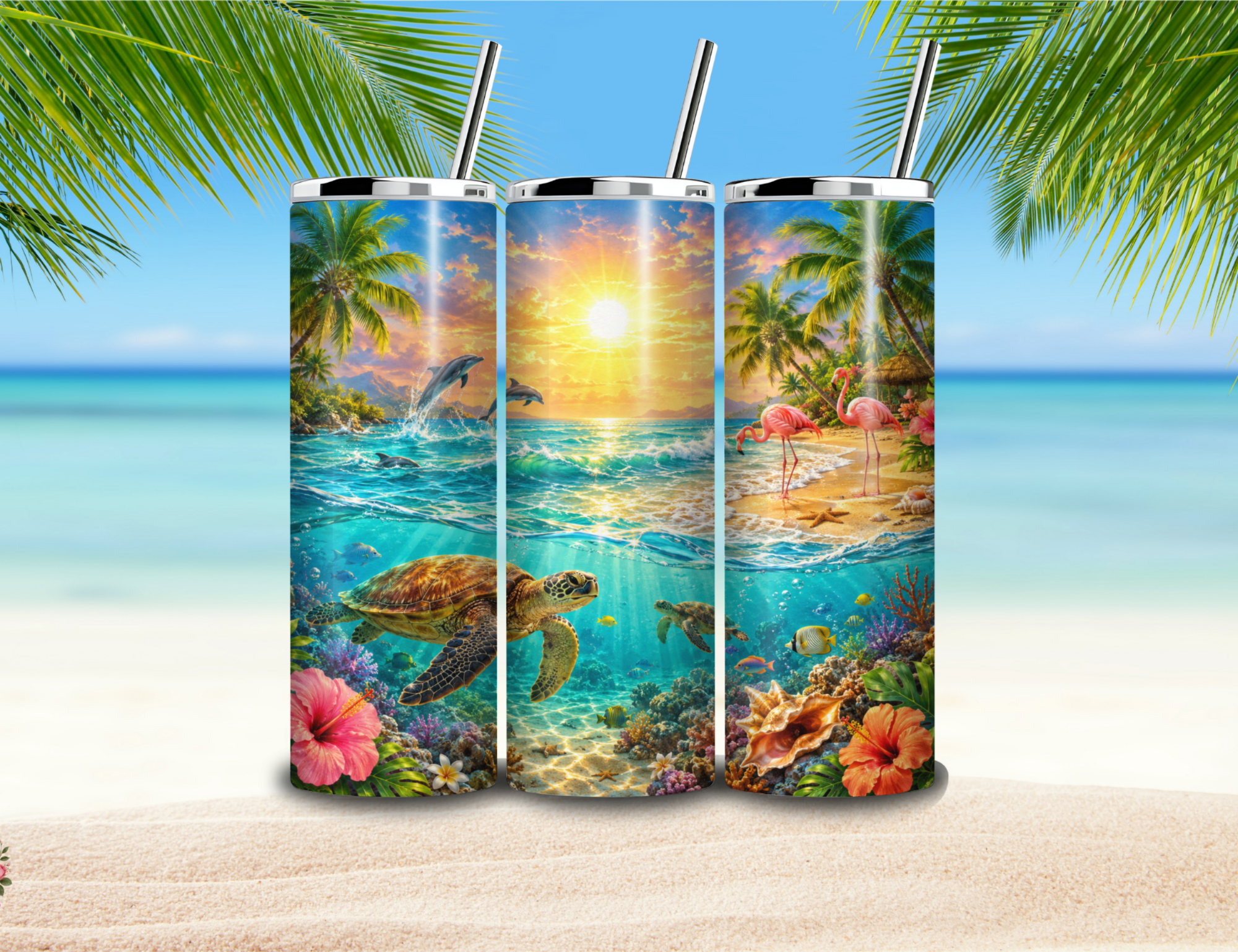 Sea Turtle Tropical Stainless Steel Tumbler