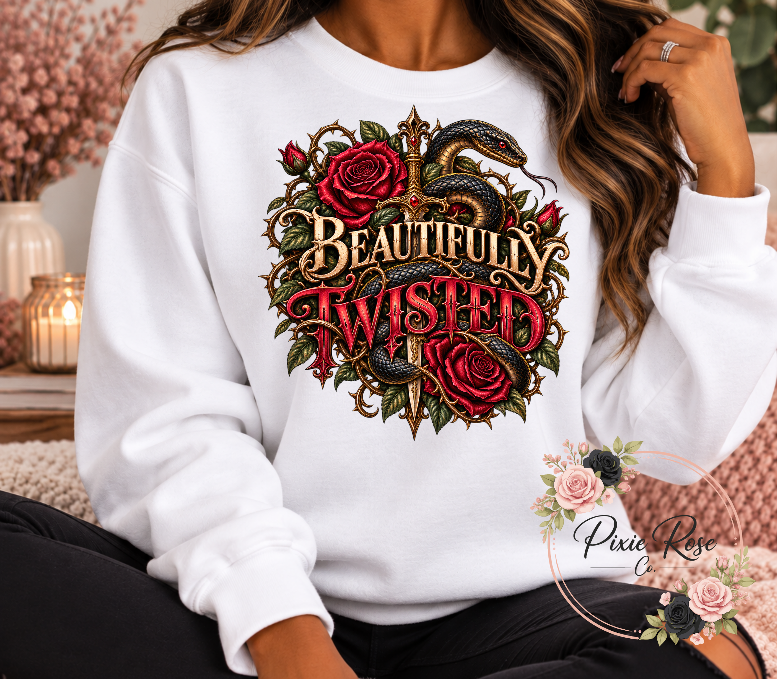Beautifully Twisted Comfort Color Tee or Gildan Crewneck