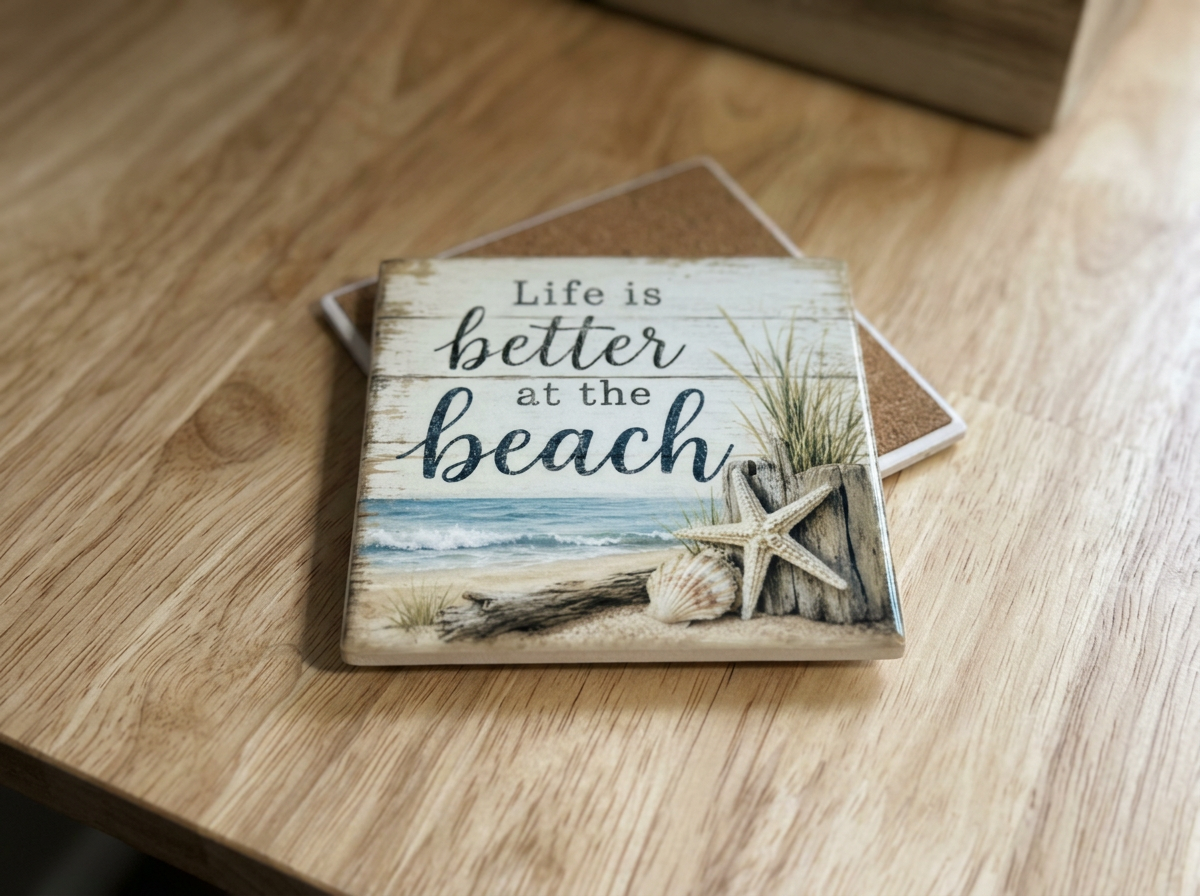 Beachside Bliss Ceramic Table Coaster Set