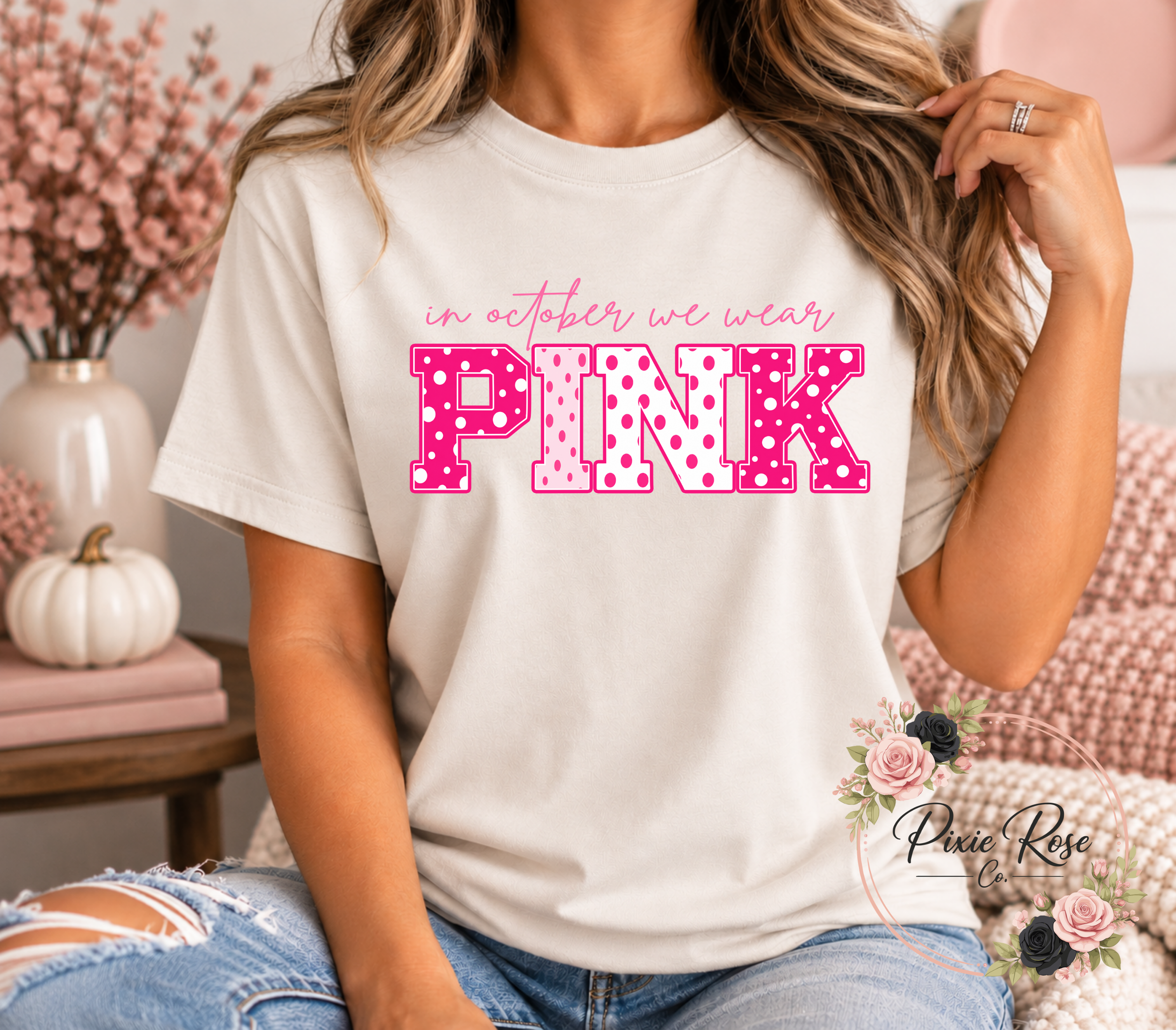 In October We Wear Pink Adult T-Shirt