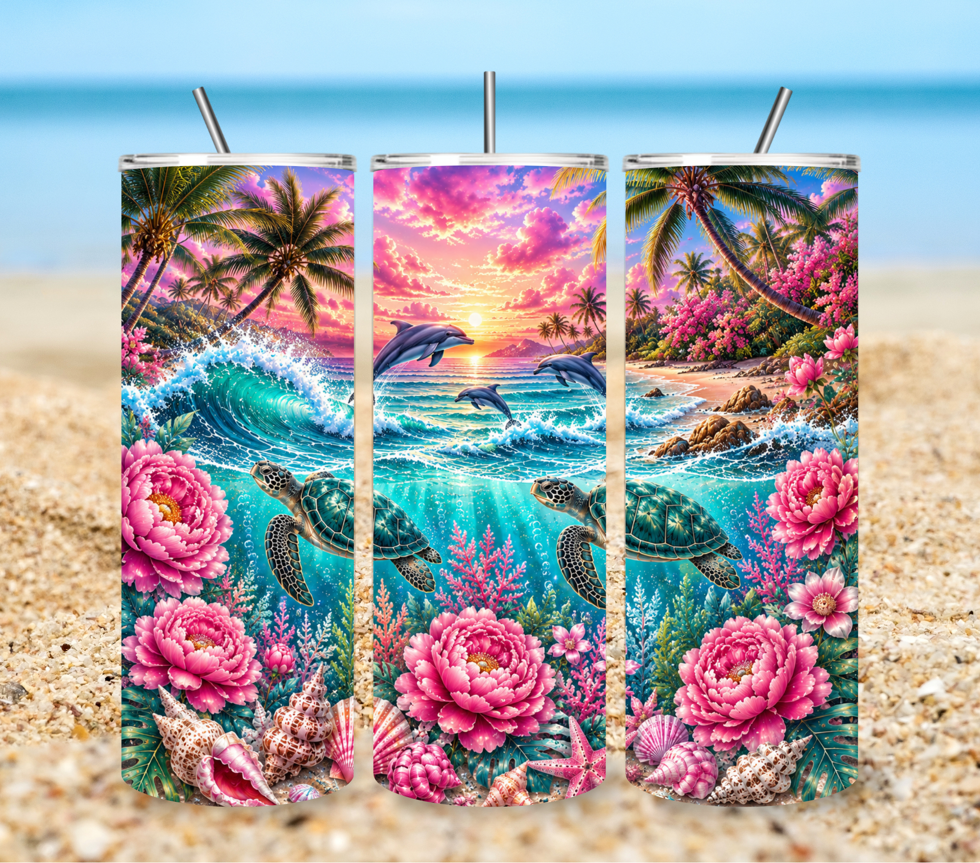 Tropical Turtle Stainless Steel Tumbler