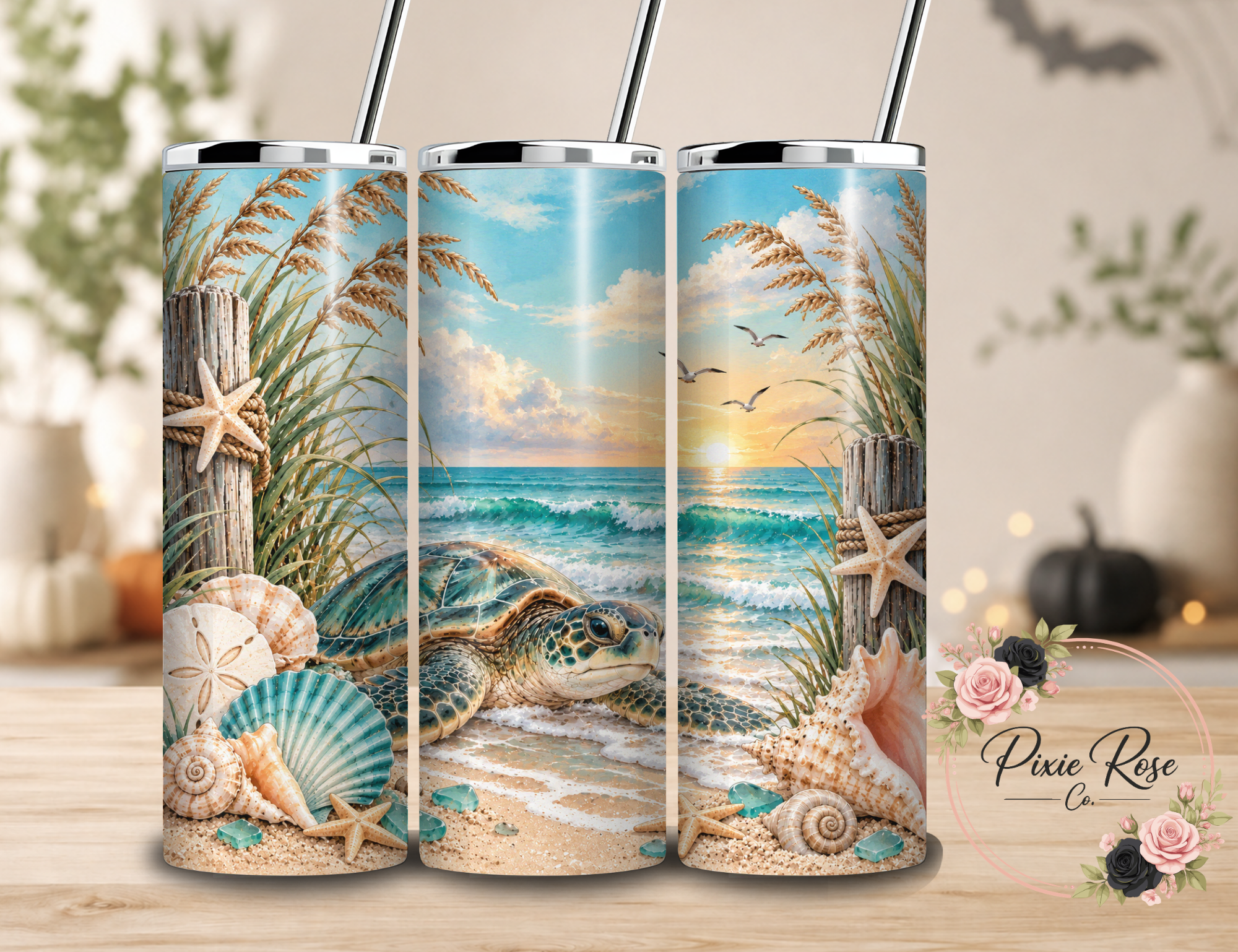 Sea Turtle Coastal Sublimation Tumbler