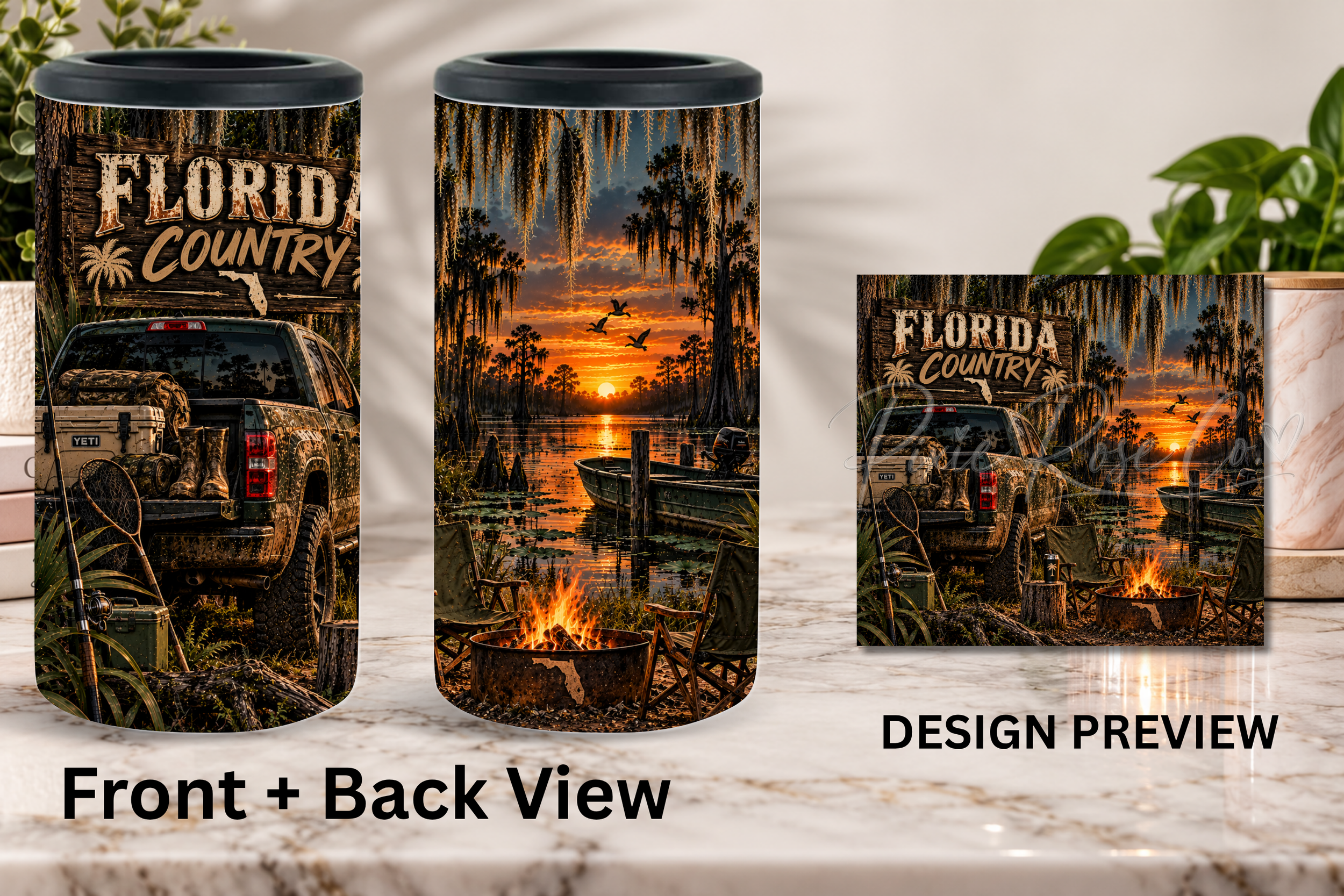 Florida Country Stainless Steel Can Cooler