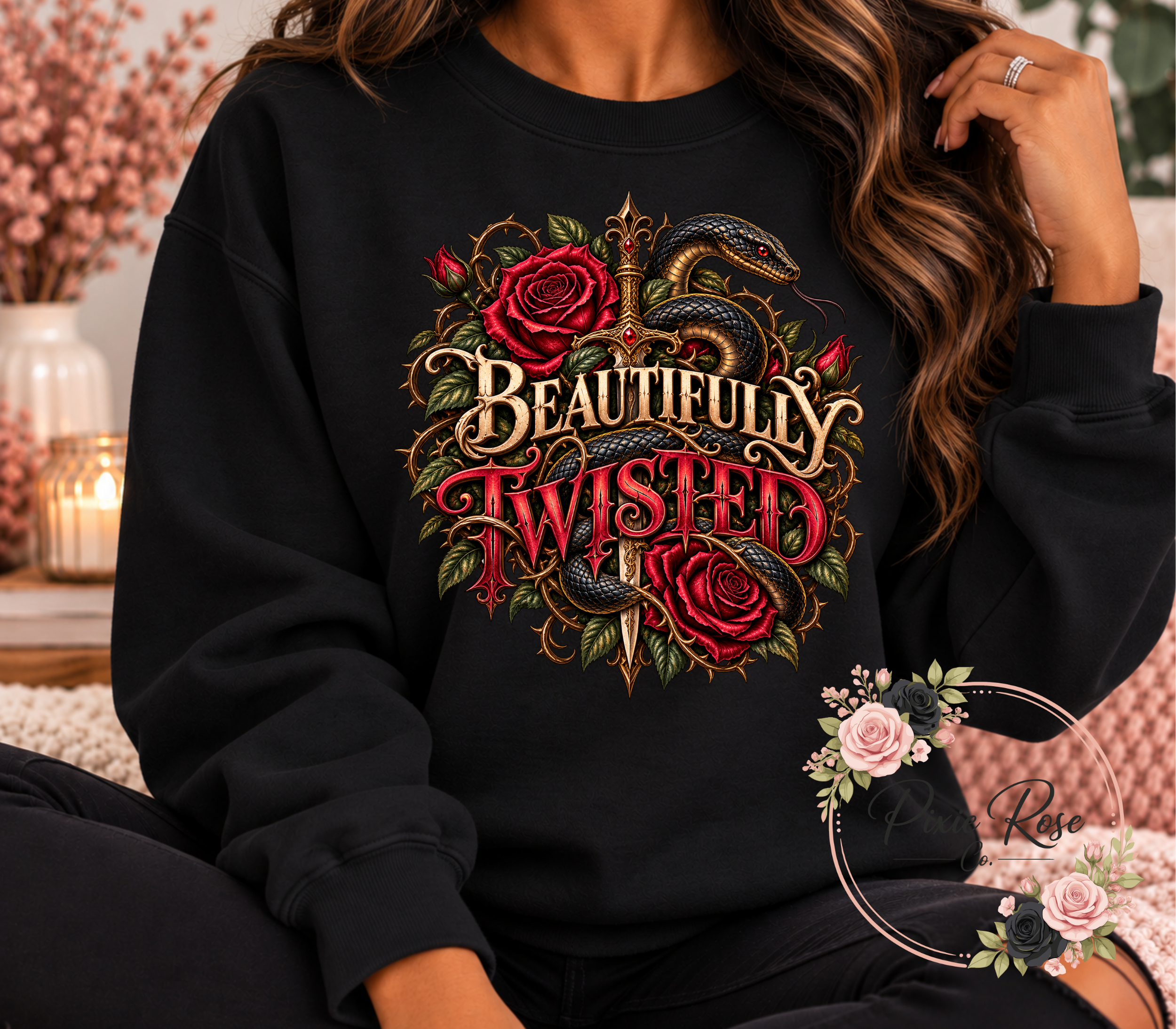 Beautifully Twisted Comfort Color Tee or Gildan Crewneck