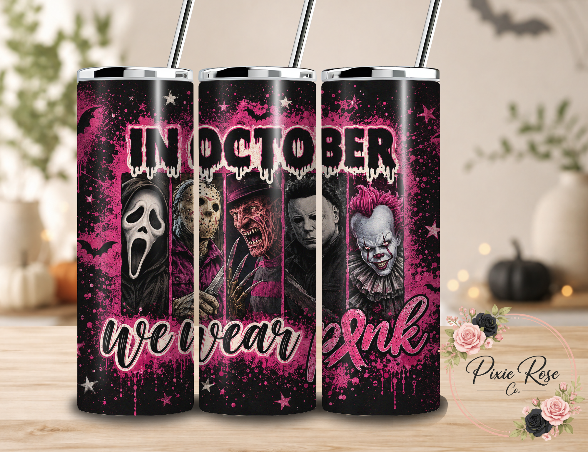 Breast Cancer Awareness Horror Tumbler