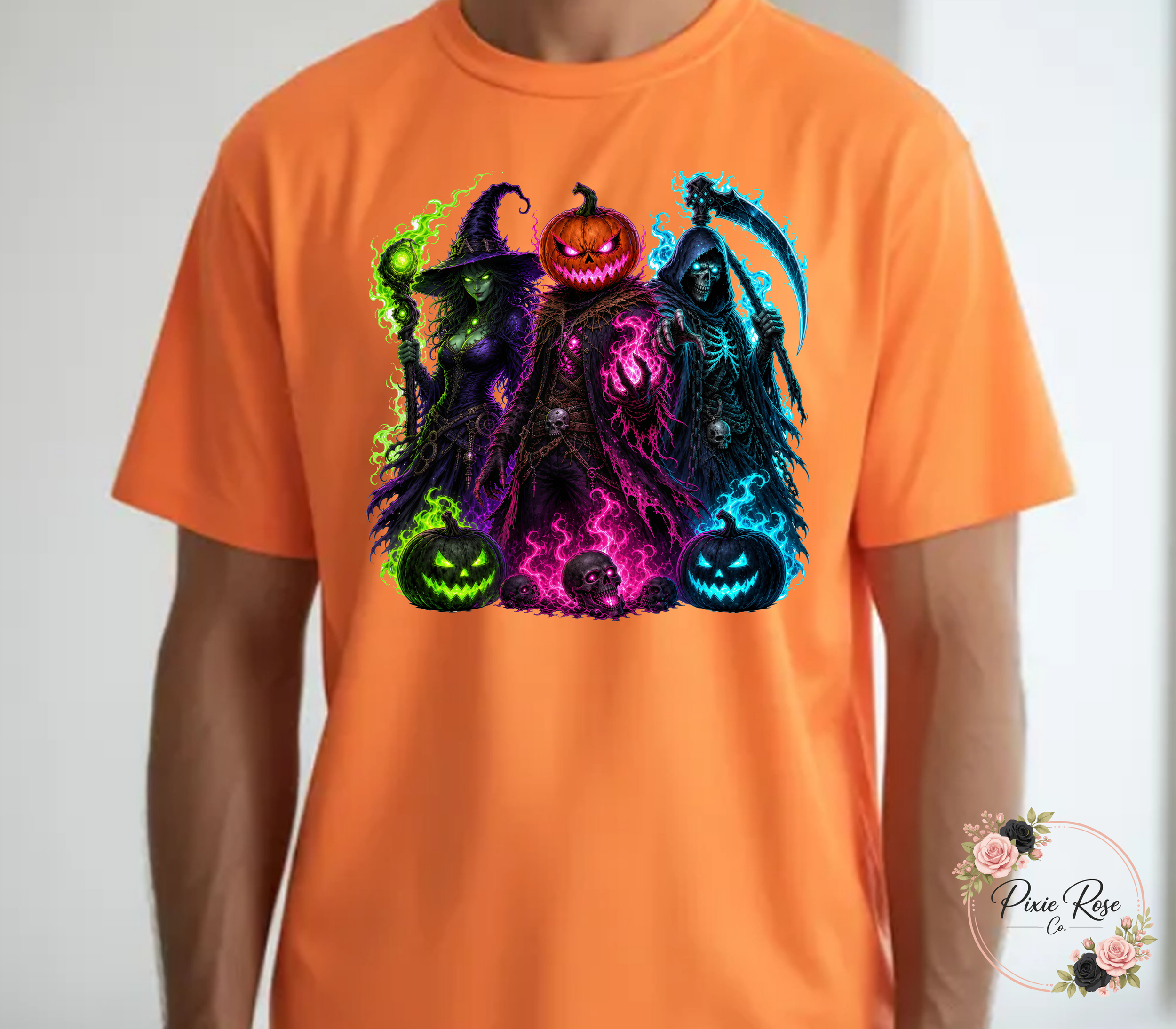 Neon Dark Fantasy Halloween Adult T-Shirt