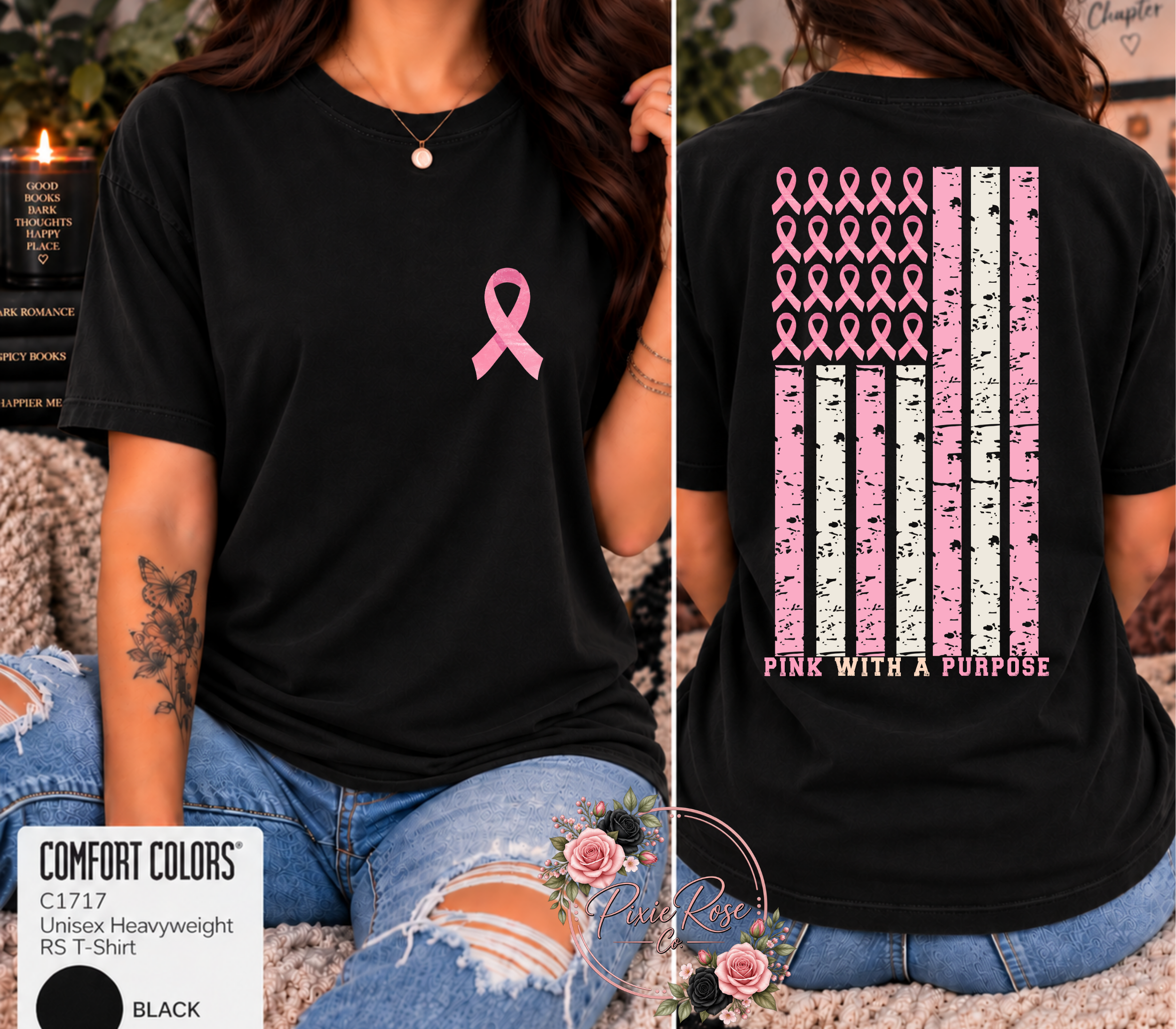 Breast Cancer Awareness Flag Comfort Color Unisex T-Shirt