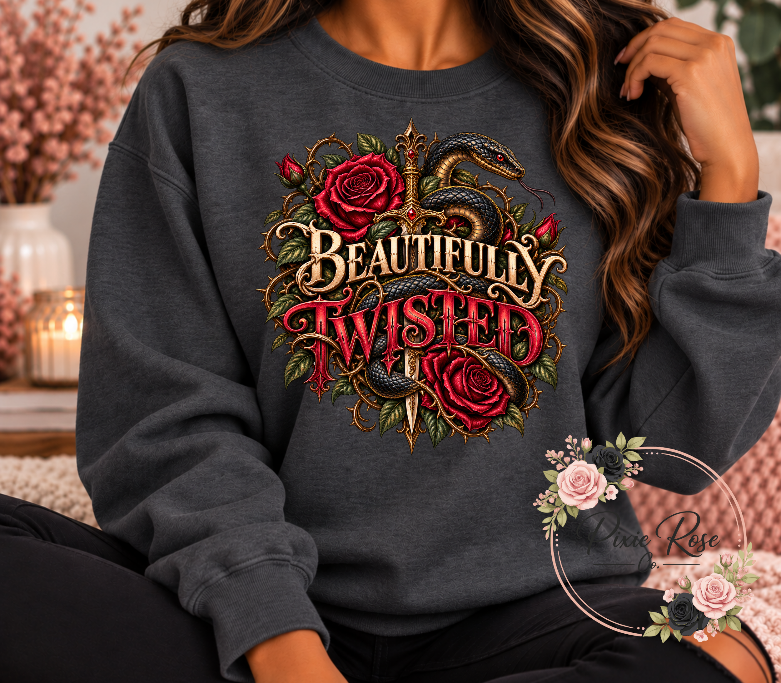 Beautifully Twisted Comfort Color Tee or Gildan Crewneck