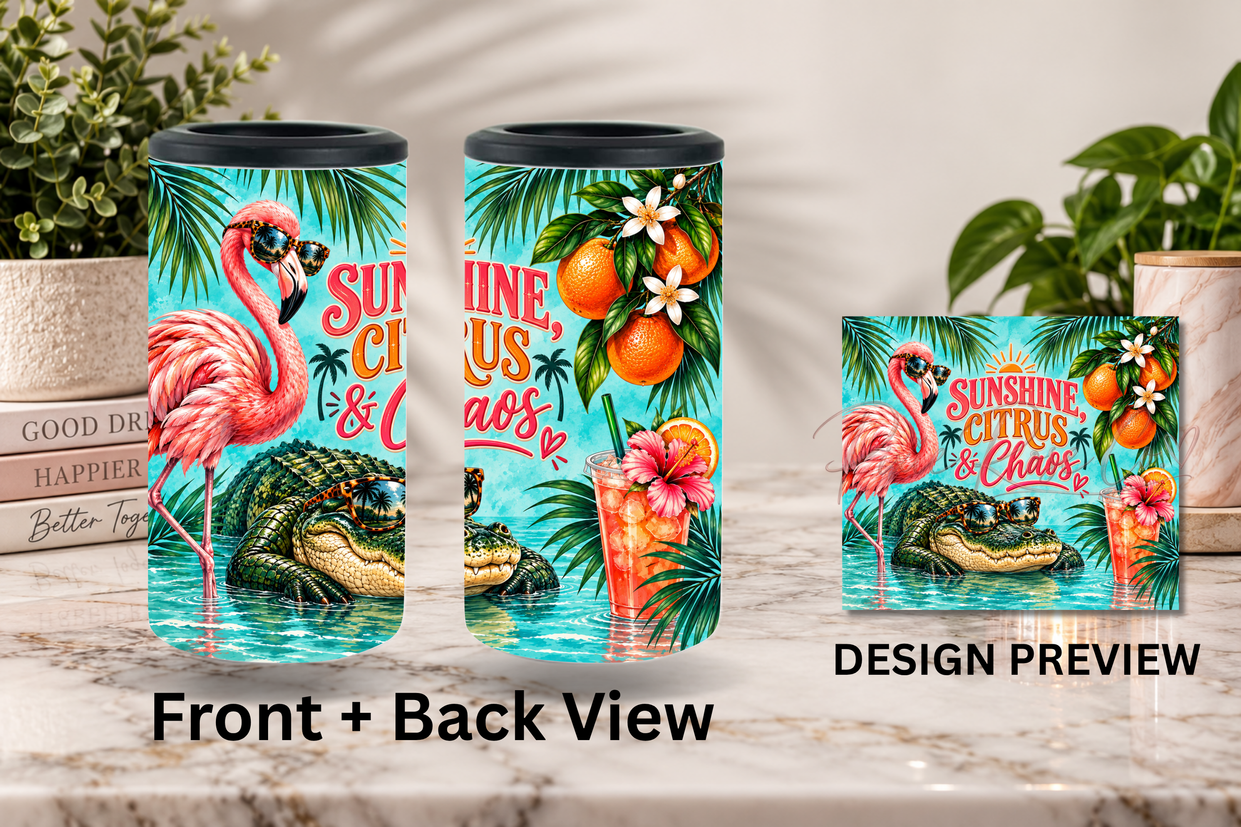 Tropical Can Cooler - Sunshine, Citrus & Chaos