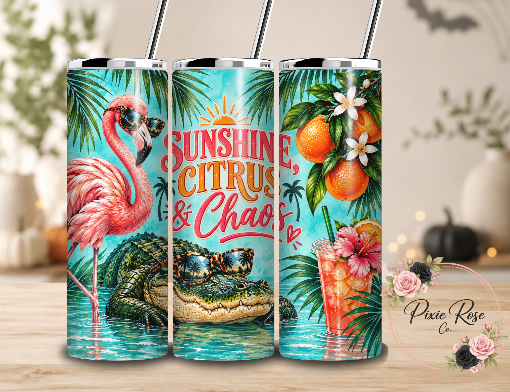 Flamingo & Gator Stainless Steel Tumbler