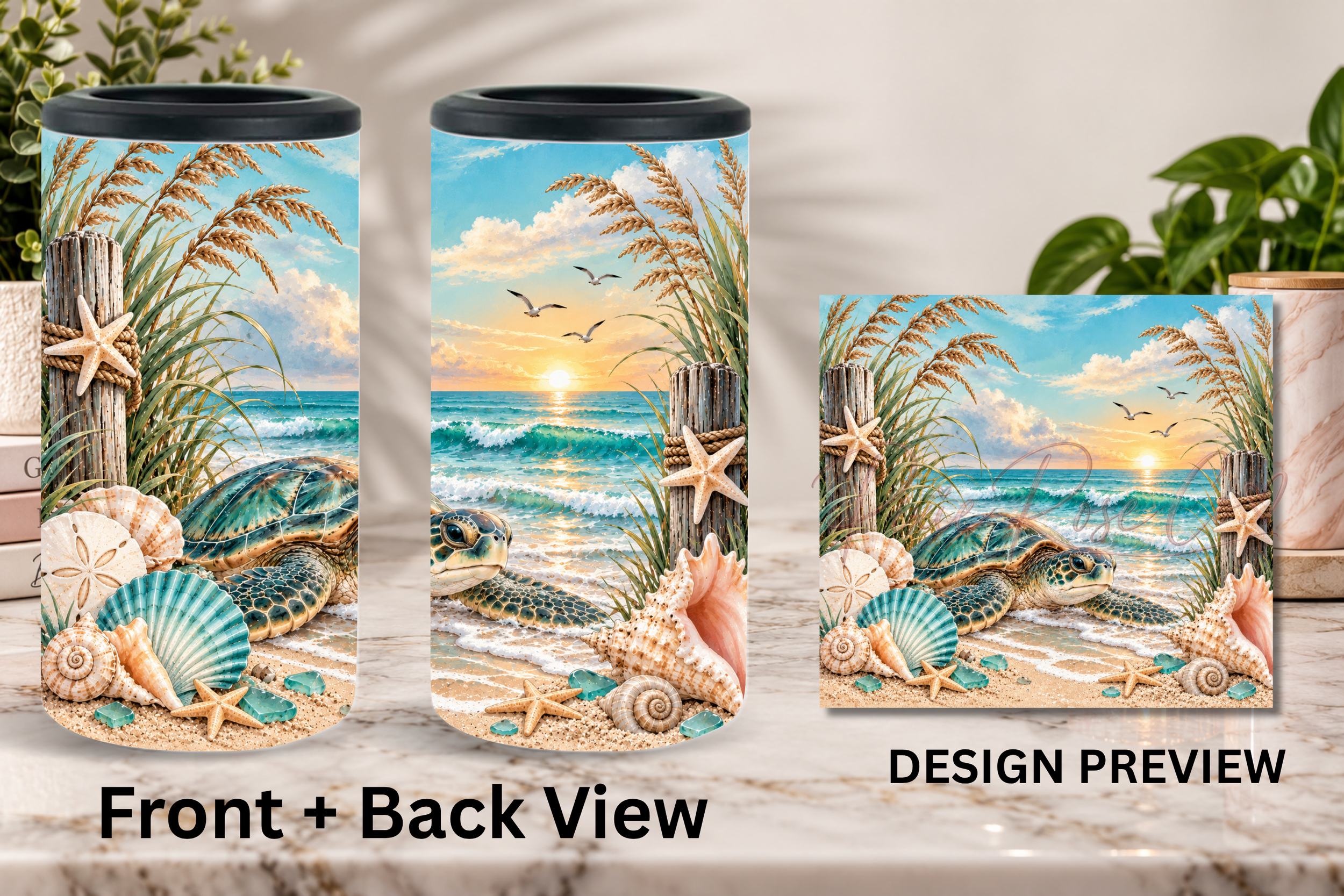 Beach Bliss Stainless Steel Can Cooler