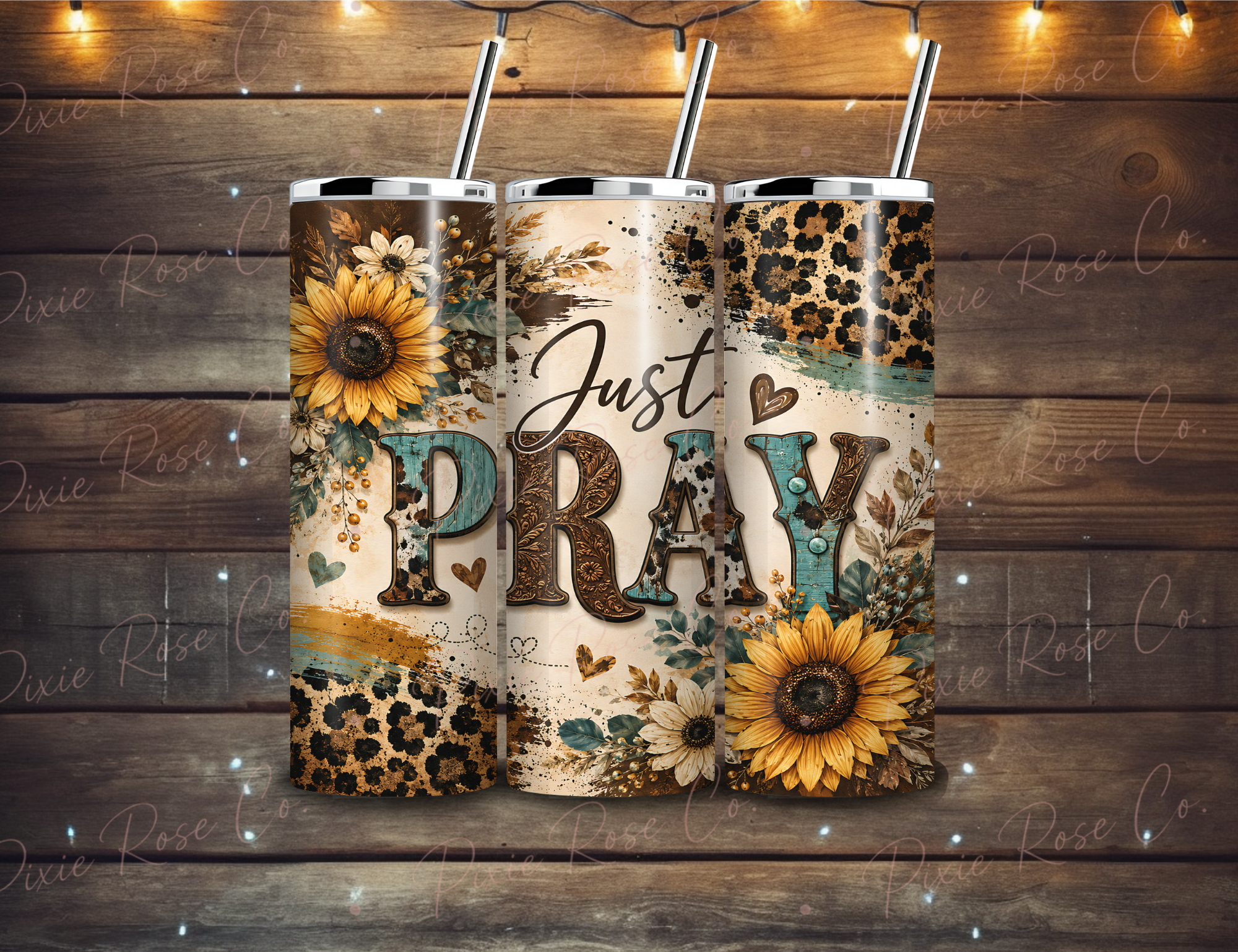 Inspirational Stainless Steel Tumbler - Just Pray Design
