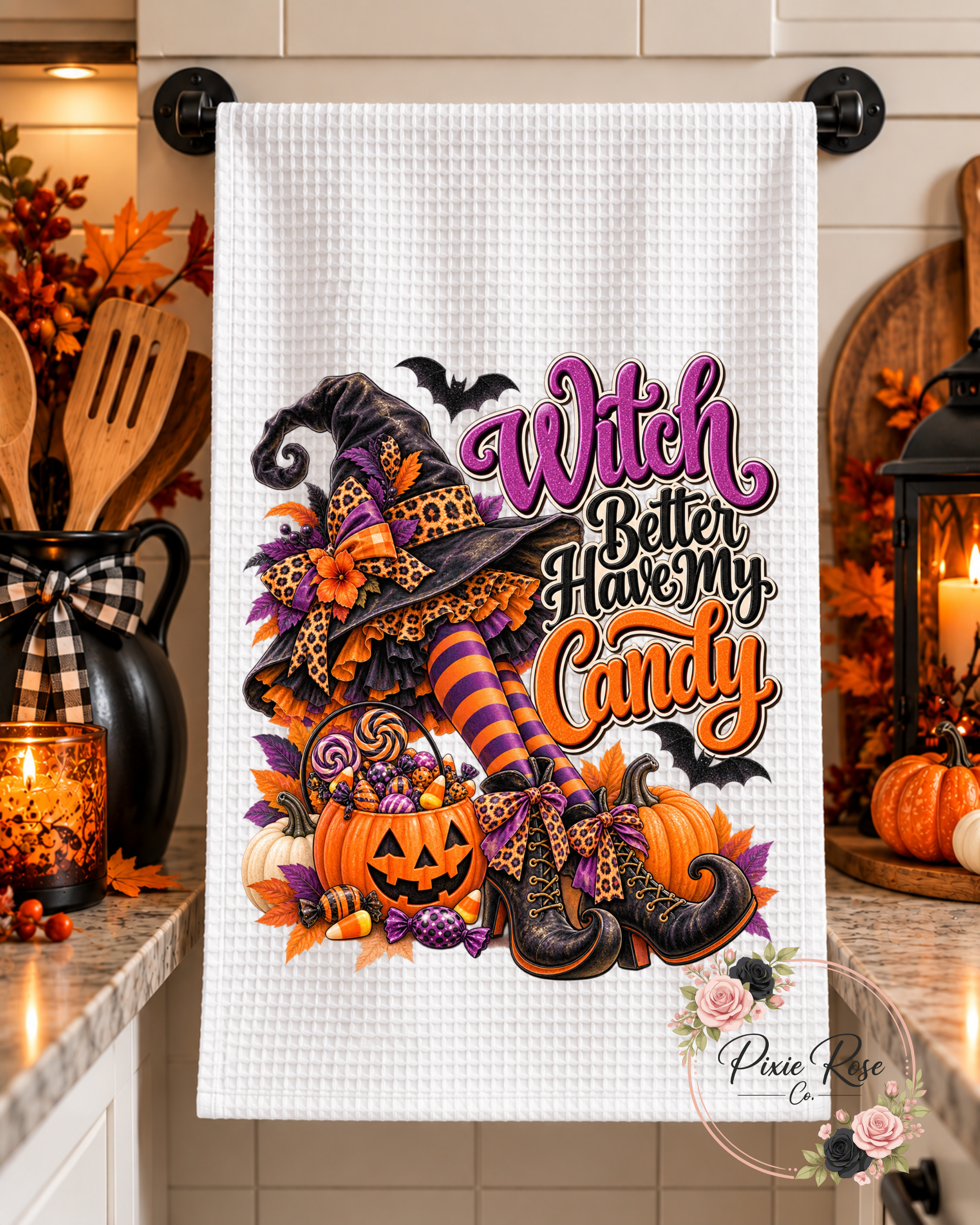 Halloween Witch Candy Decorative Kitchen Towel
