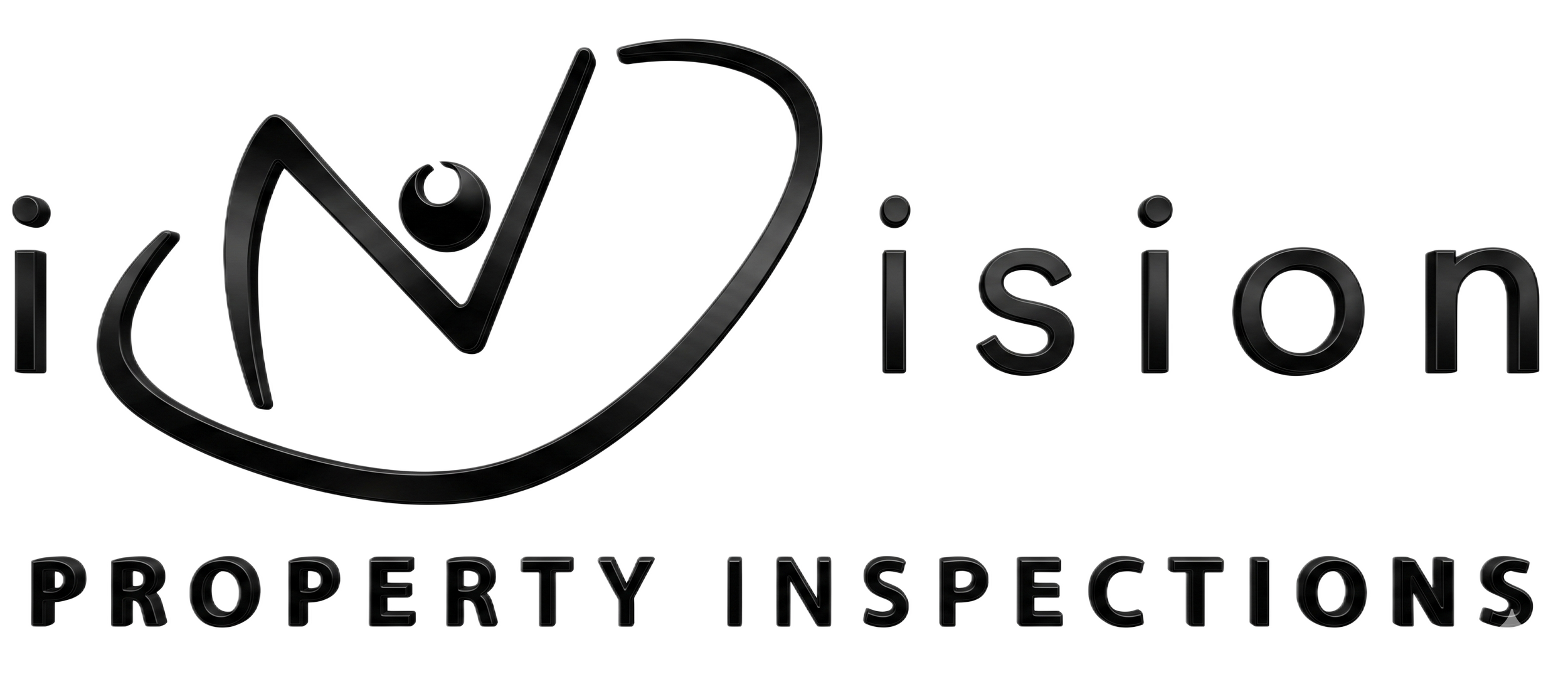 Logo for Vision Property Inspections, featuring a black and grey color scheme, with an eye illustration incorporated into the design.