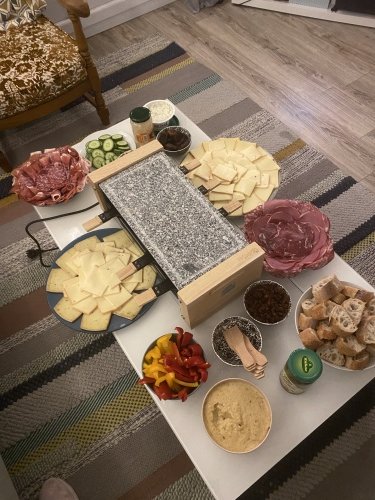 I had my first of many raclette parties! We were able to have four people over, and those four people do not have a relationship with Jesus. They stayed late, and it was such a fun night! I am hoping to have them over again.