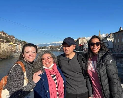 Me and a few of my classmates from French class enjoying the warm weather