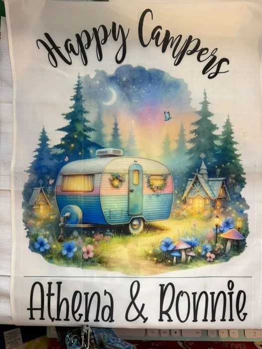 Personalized Happy Camper 12" x 18" Flag
