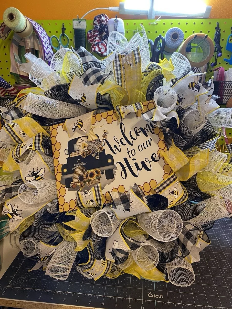 Welcome to our Hive Deco Mesh Wreath