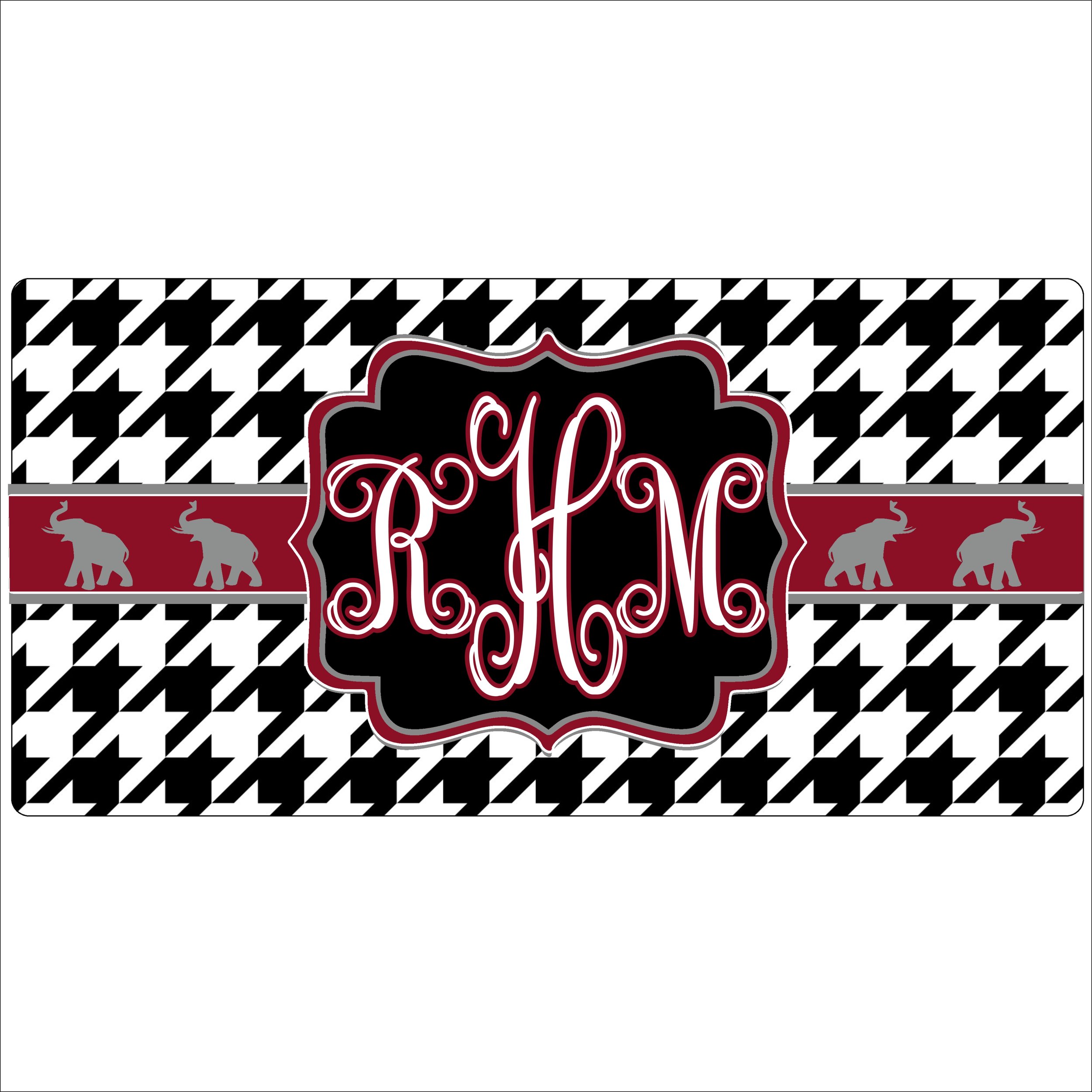 T114 Personalized Bama Houndstooth Car Tag