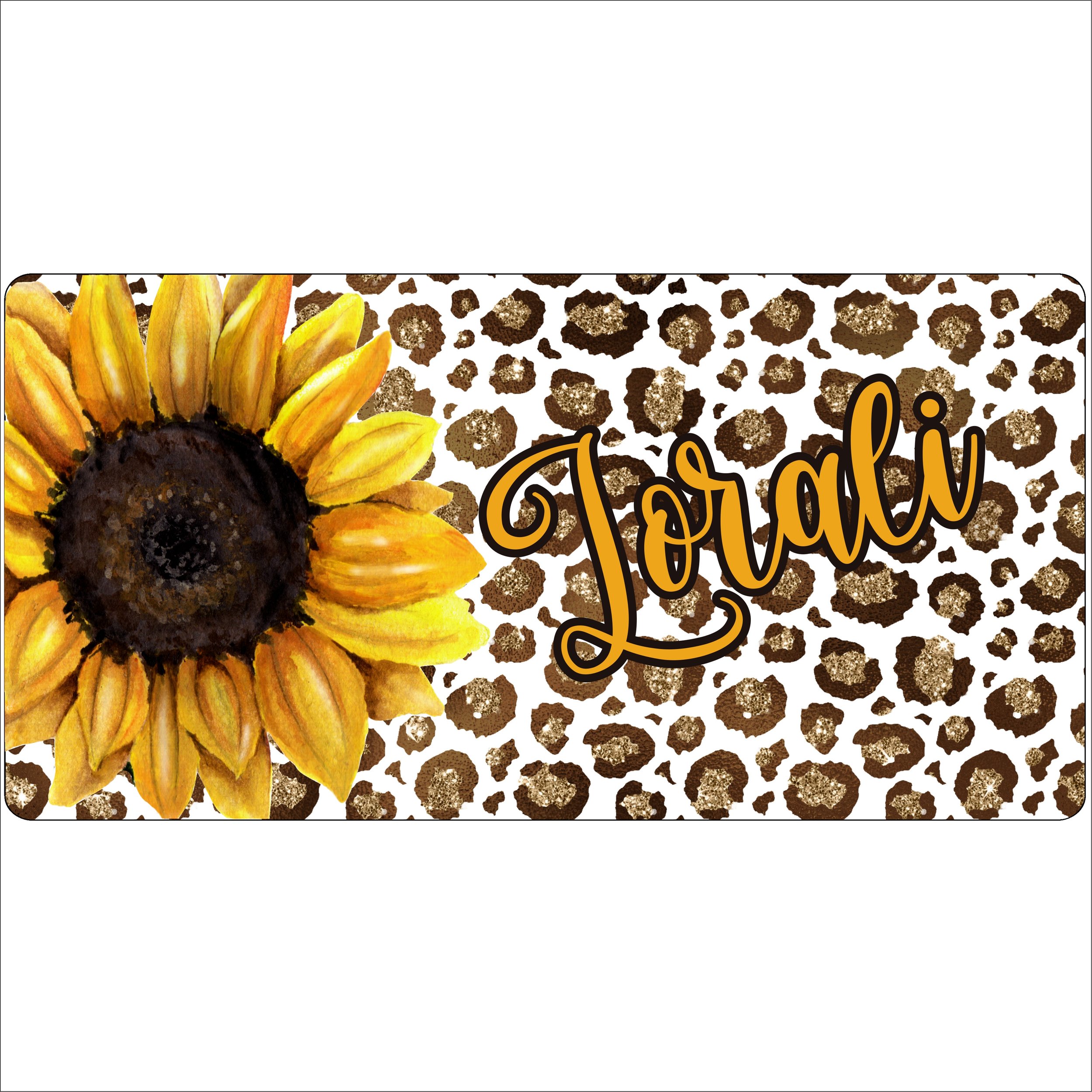 T174 Sunflower & Leopard Personalized Car Tag