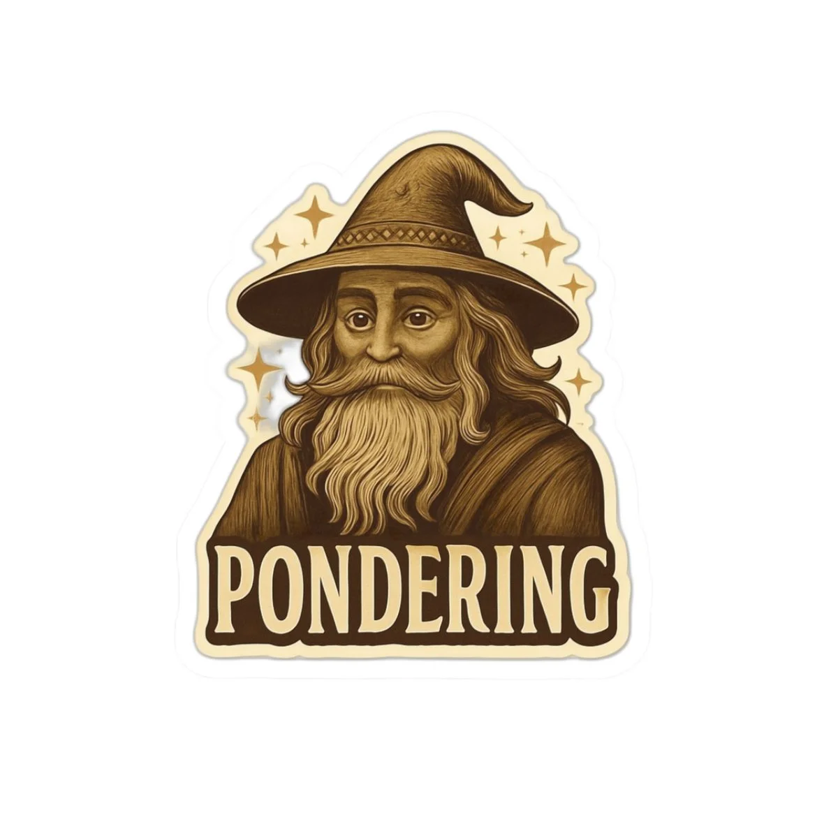 Pondering wizard sticker