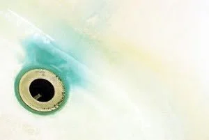 Close-up of a fish's eye with a hint of green and yellow coloring.