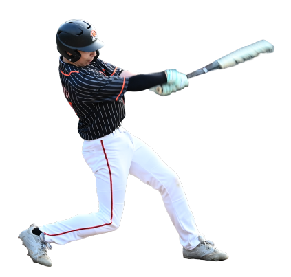 A young baseball player swinging a bat, wearing a helmet, uniform, and gloves.