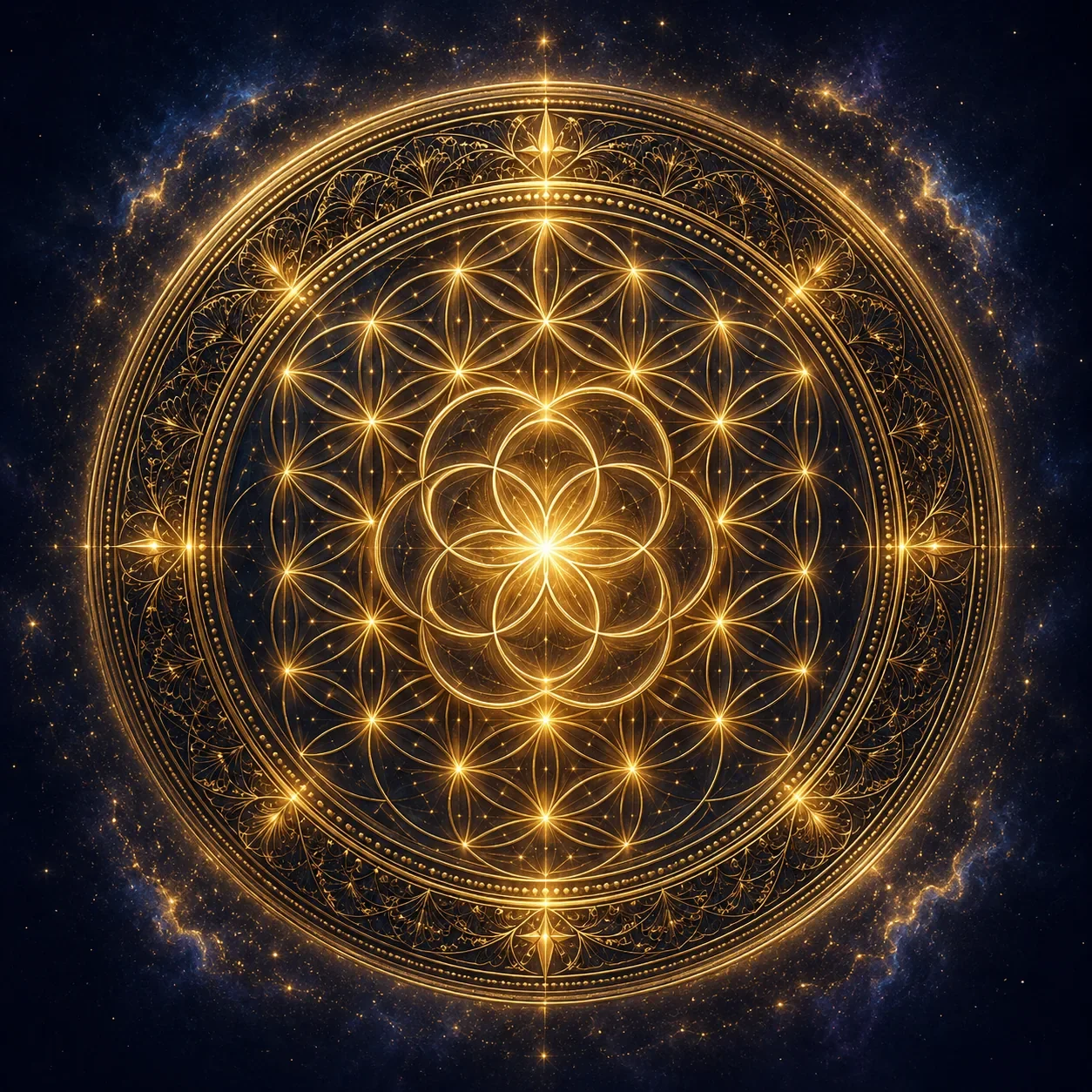 Gold flower-of-life mandala