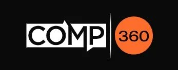 Logo with the word 'COMP' in black and white, and an orange circle with '360' written inside.