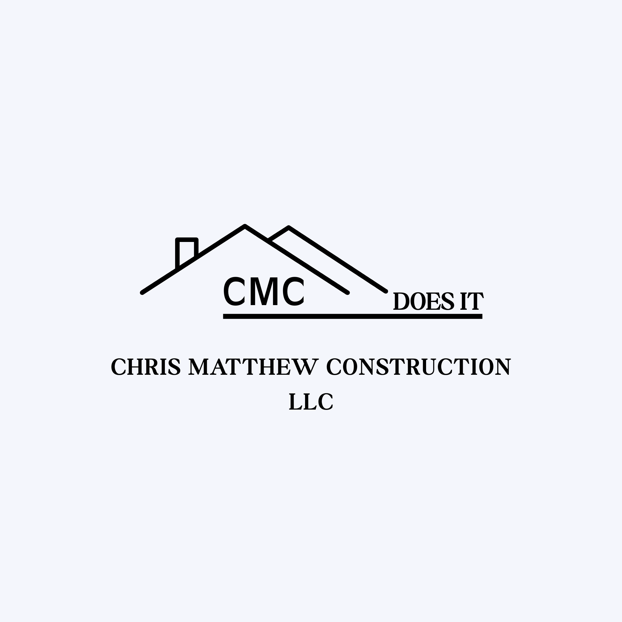 Logo for Chris Matthews Construction LLC with a mountain outline and text 'CMC' and 'Does It'.